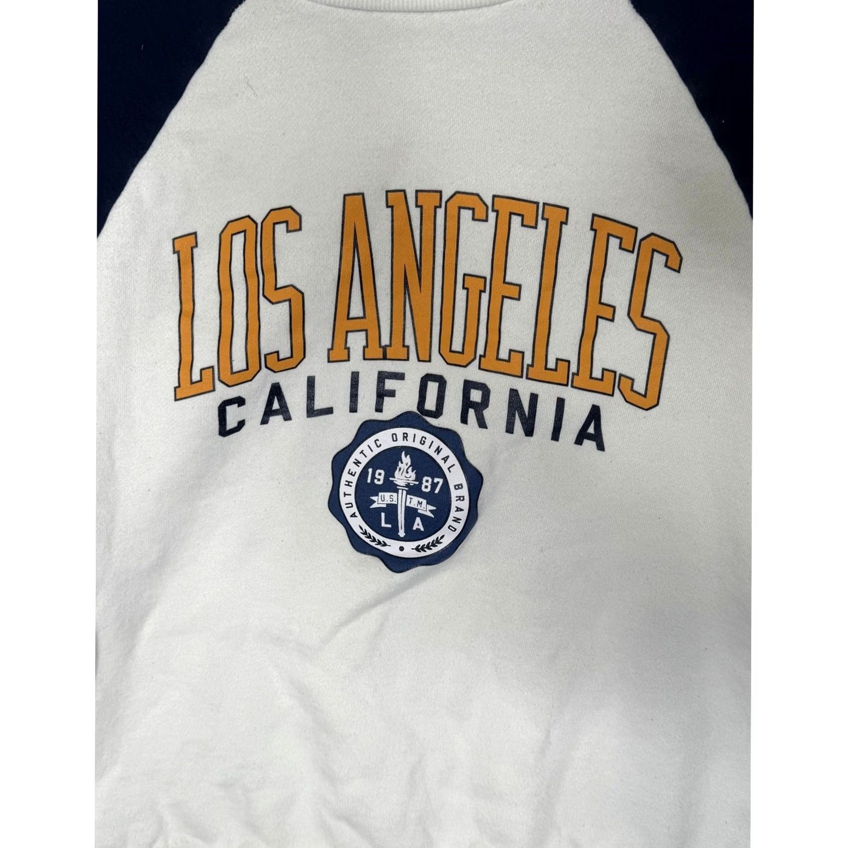 Aeropostale Aeropostale Sweatshirt Los Angeles California Graphic Crew Neck Raglan Striped Logo Relaxed XS White Navy Size US XS / EU 42 / 0 - 2 Thumbnail