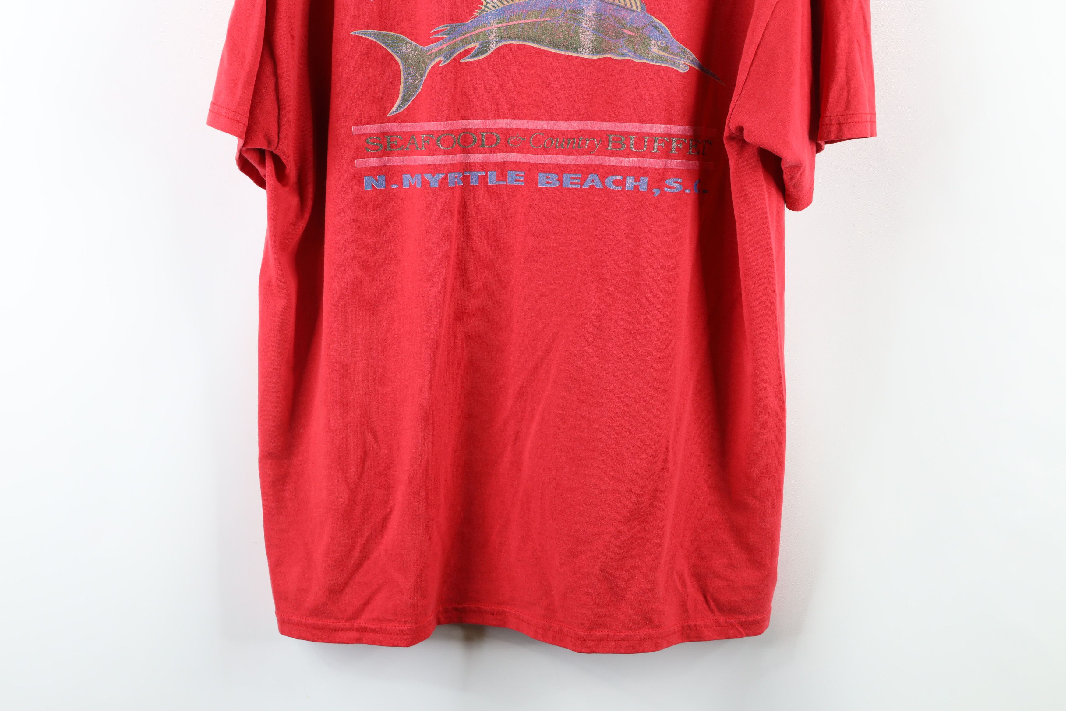 Vintage Vintage Streetwear Spell Out Prestons Seafood T-Shirt Red Size US L / EU 52-54 / 3 - 12 Thumbnail