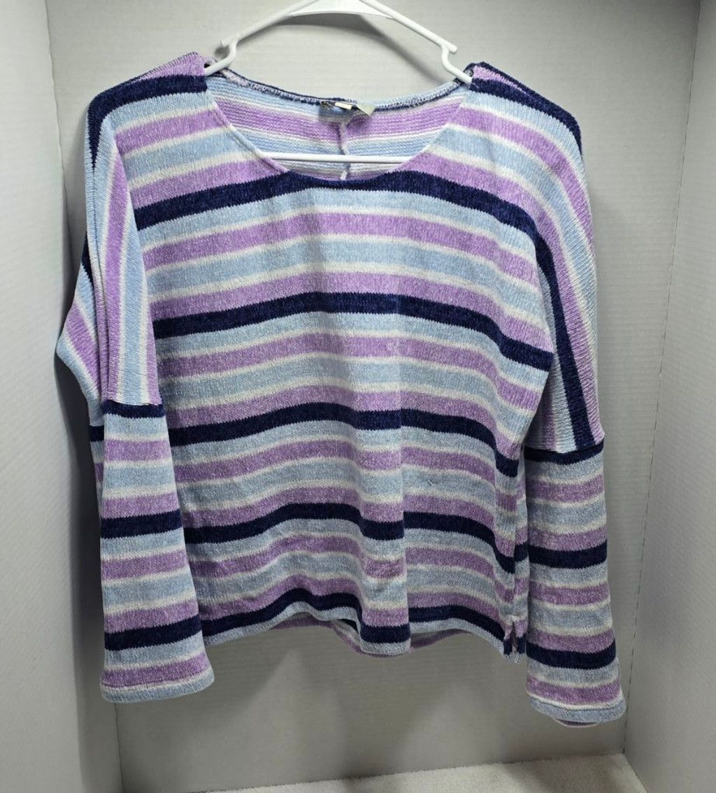 The Unbranded Brand Women's Chenault Striped Crew Neck Sweater S Purple Blue Size S / US 4 / IT 40 - 1 Thumbnail