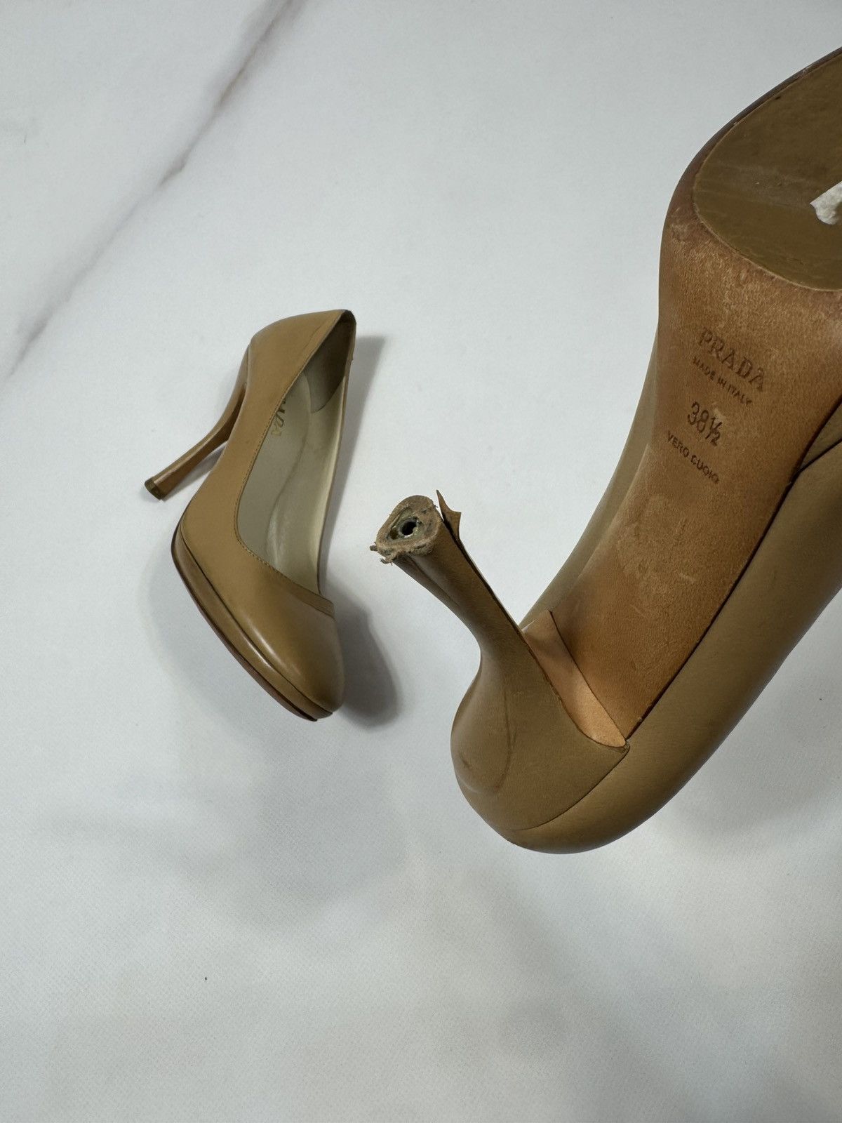 Prada Prada Nude Patent Leather Hight Heels Size US 7 / IT 37 - 5 Thumbnail