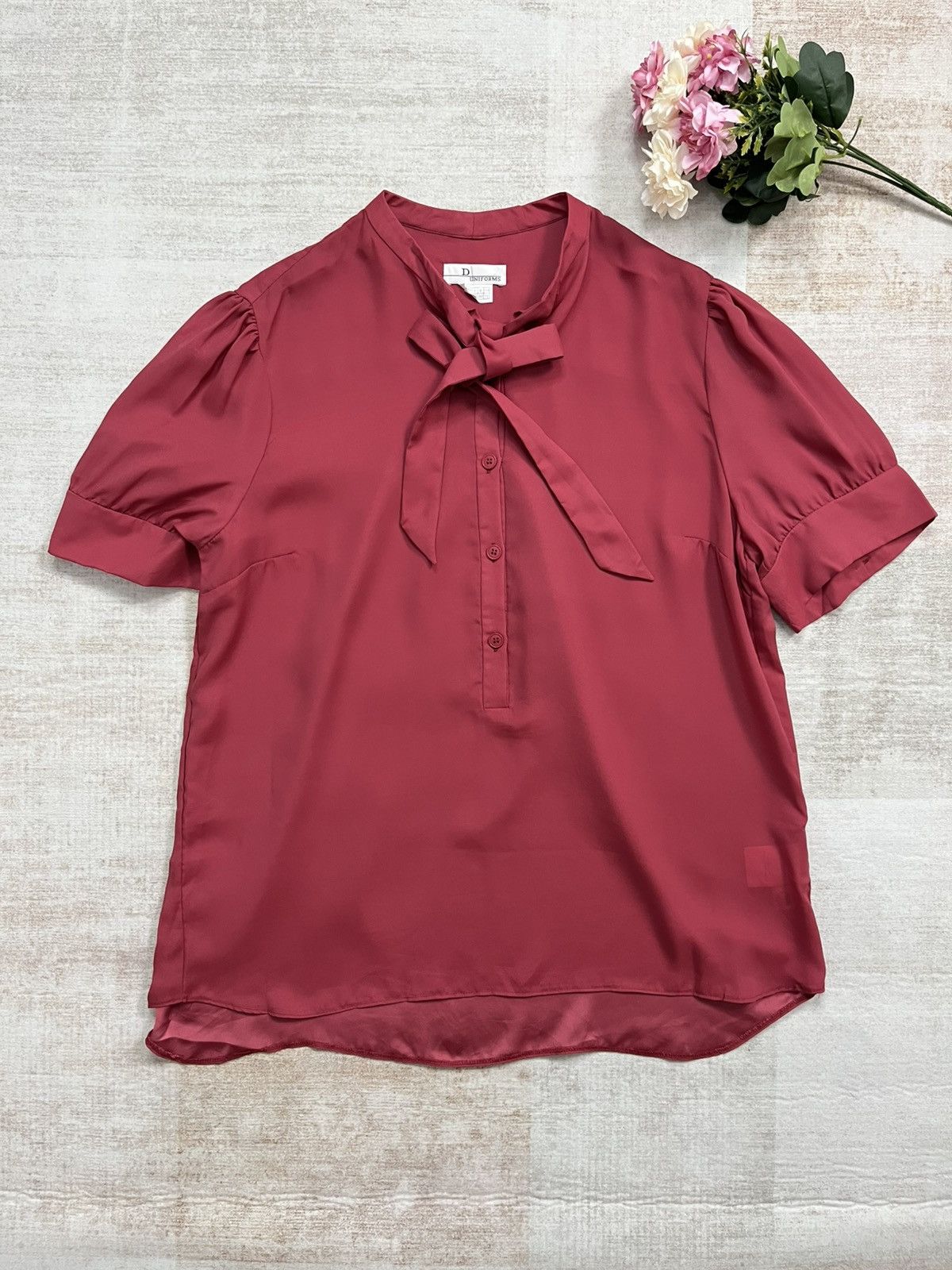 Dior Dior Uniforms Maroon Pussy Bow BlousePuff Sleeve Elegant Top Size M / US 6-8 / IT 42-44 - 3 Thumbnail