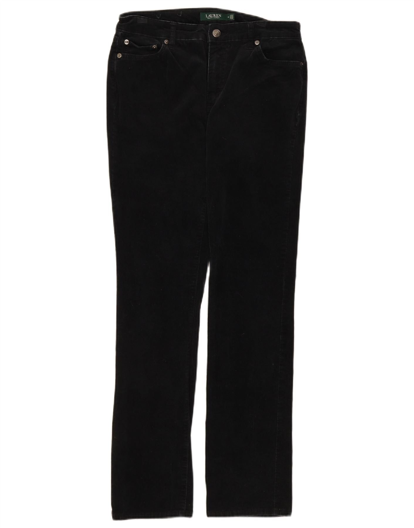 Ralph Lauren Womens Slim Corduroy Trousers US 10 Large W31 L30 Black Size 28" / US 6 / IT 42 - 1 Thumbnail