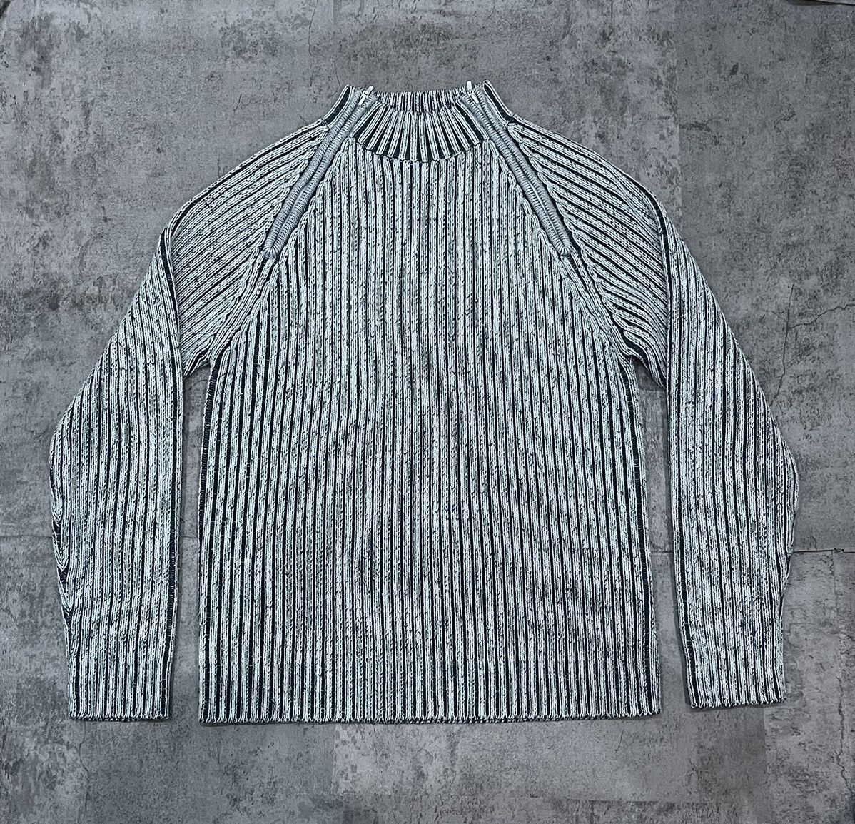 pull sweater fleece chunky ribbed knit knitted zip zipper