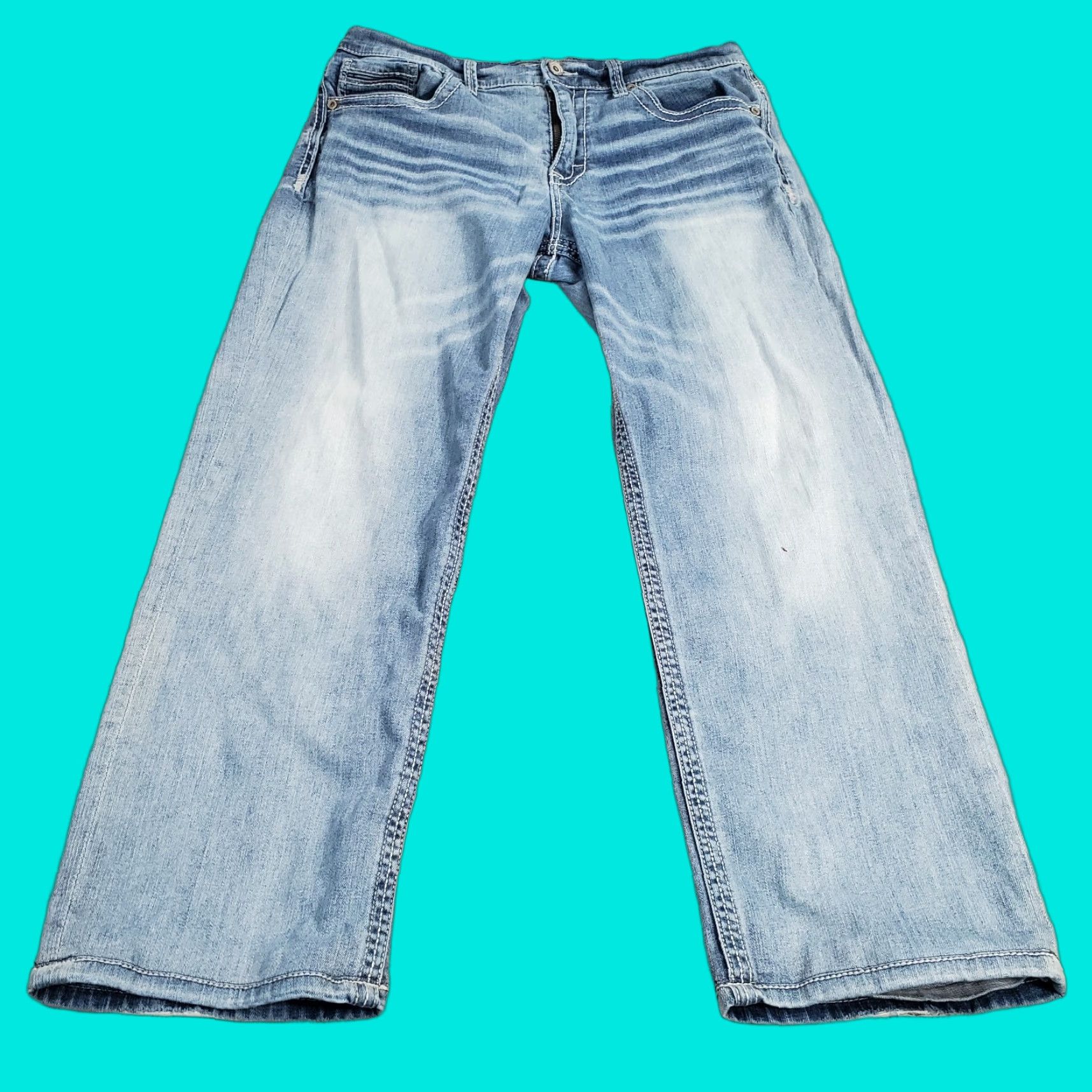 Vintage BKE Jeans Mens 34x29 Blue Seth Straight Leg Buckle Faded Medium Wash Denim * Size US 34 / EU 50 - 1 Thumbnail