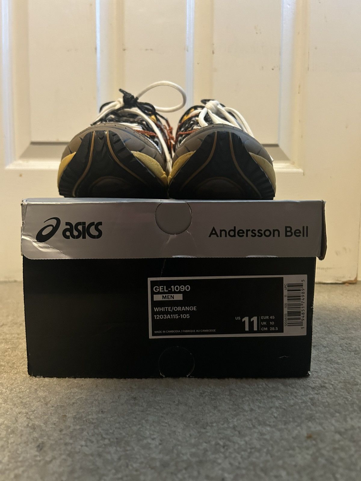 Andersson Bell × Asics Andersson Bell Asics GEL-1090 white/orange comes with OG BOX Size US 11 / EU 44 - 4 Thumbnail