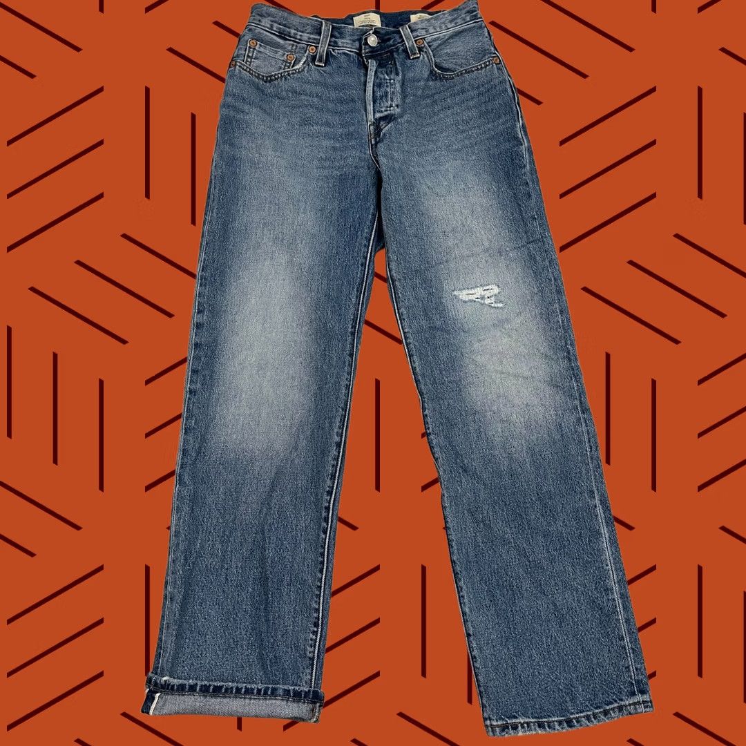 Levi's Levi's 501 Womens Jeans Slim Straight 90s Blue Denim 28 x 29 Button Fly Vintage No N/A Size 28" / US 6 / IT 42 - 1 Thumbnail
