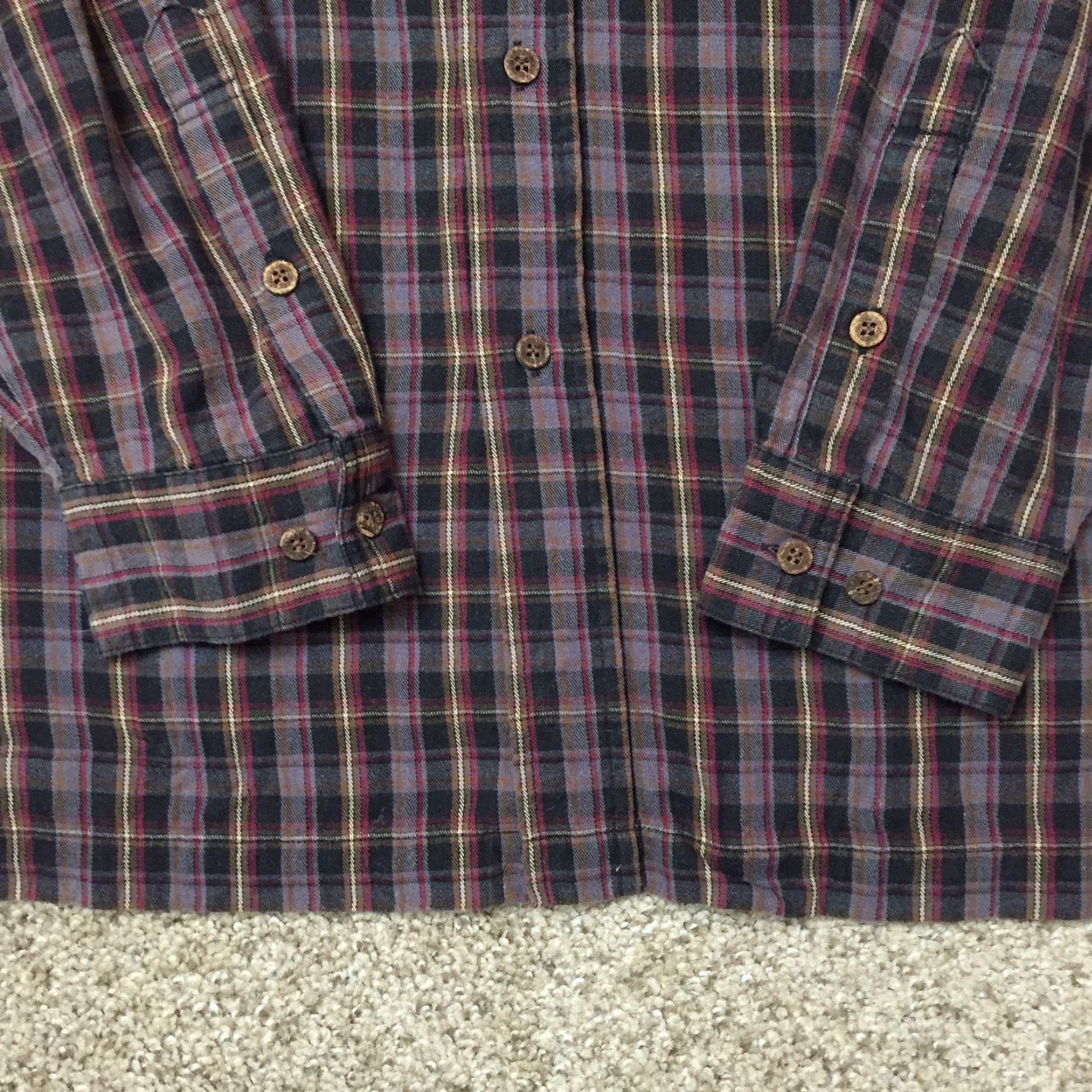 Vintage Caribbean Joe Shirt Mens Large Gray Black Red Plaid Long Sleeve Button-Up Shirt Size US L / EU 52-54 / 3 - 4 Thumbnail