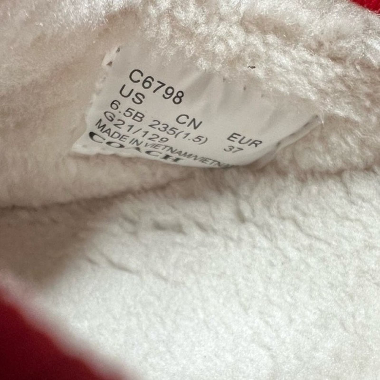 COACH Miami Red Rachelle Monogram Quilted Slippers, US6.5B