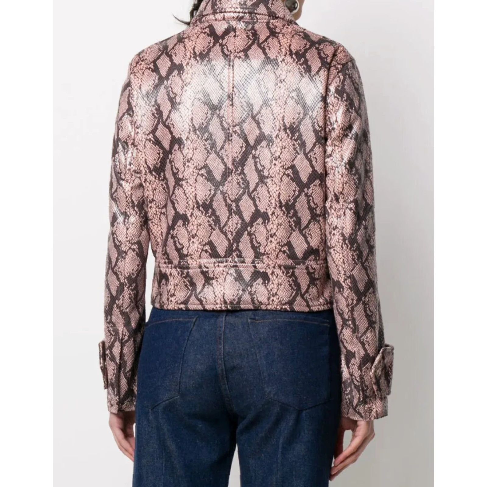 STAND STUDIO Stand Studio Erin Jacket XS Peach Snake - NWT - Faux Snake - Women's Biker Jacket, Short Length, Long Sleeve, Collared, Pockets, City Designer Size XS / US 0-2 / IT 36-38 - 4 Thumbnail