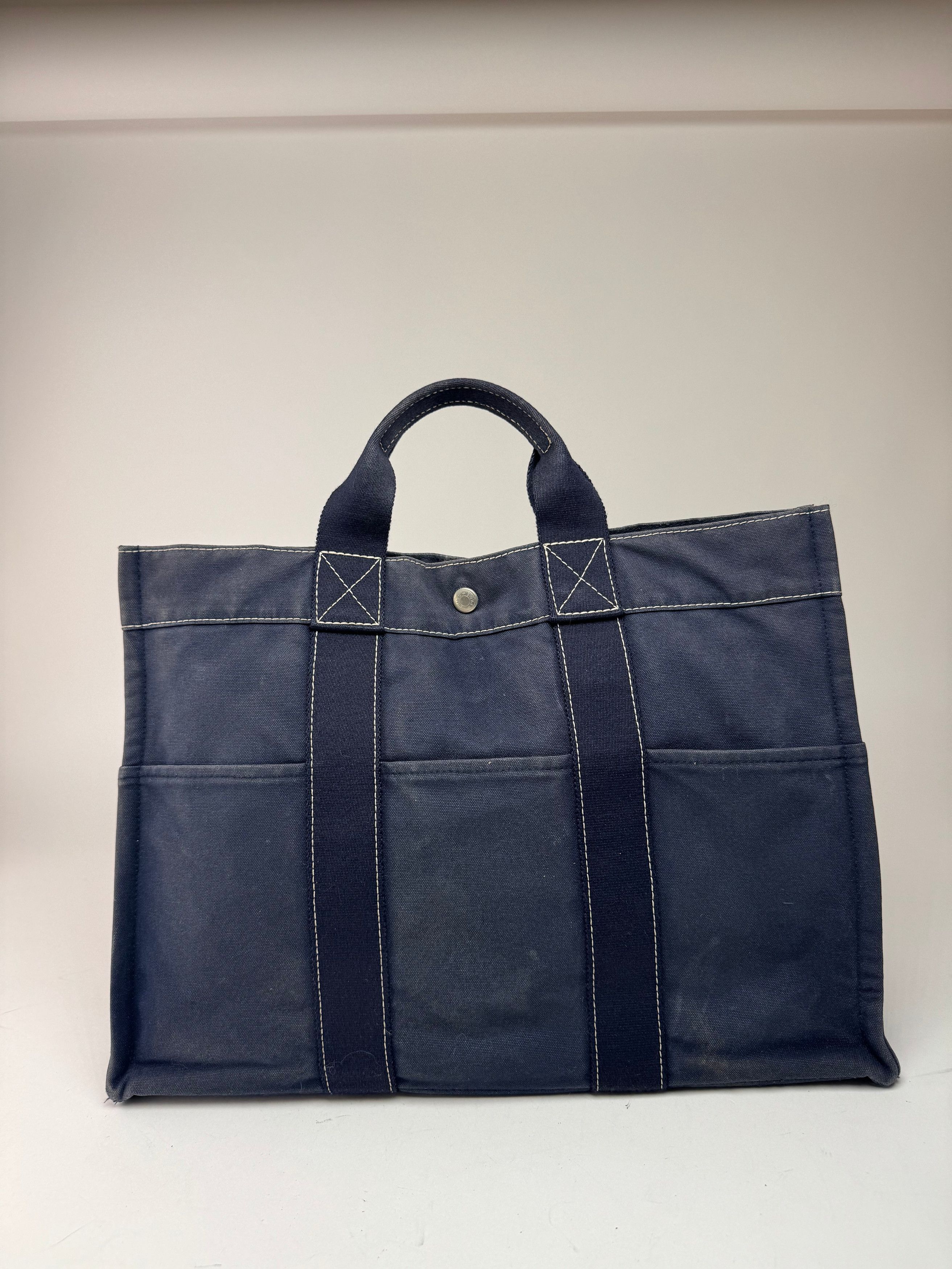 Other Vintage Hermes Cotton Tote bag navy Size ONE SIZE - 1 Thumbnail