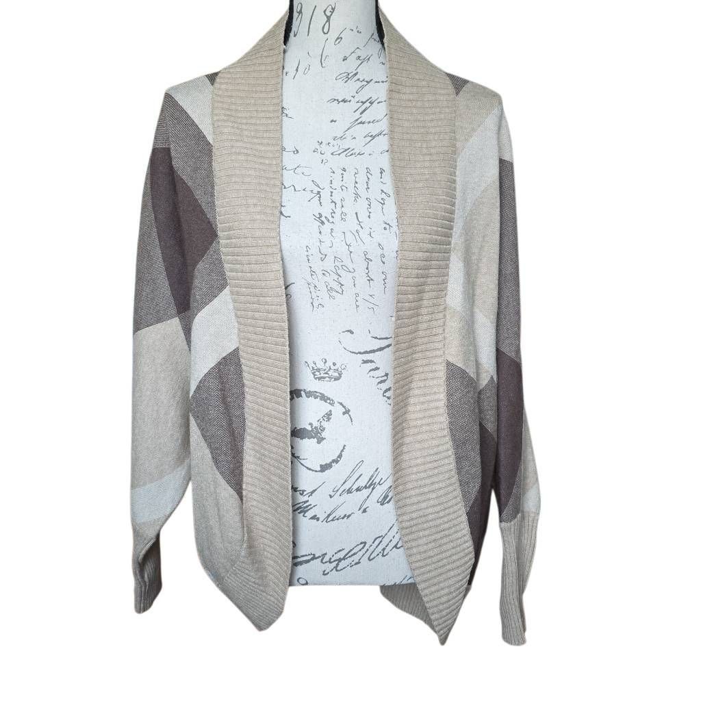 Rachel Zoe Rachel Zoe Women's Size Large Brown Tan Block Soft Cardigan Size L / US 10 / IT 46 - 1 Thumbnail