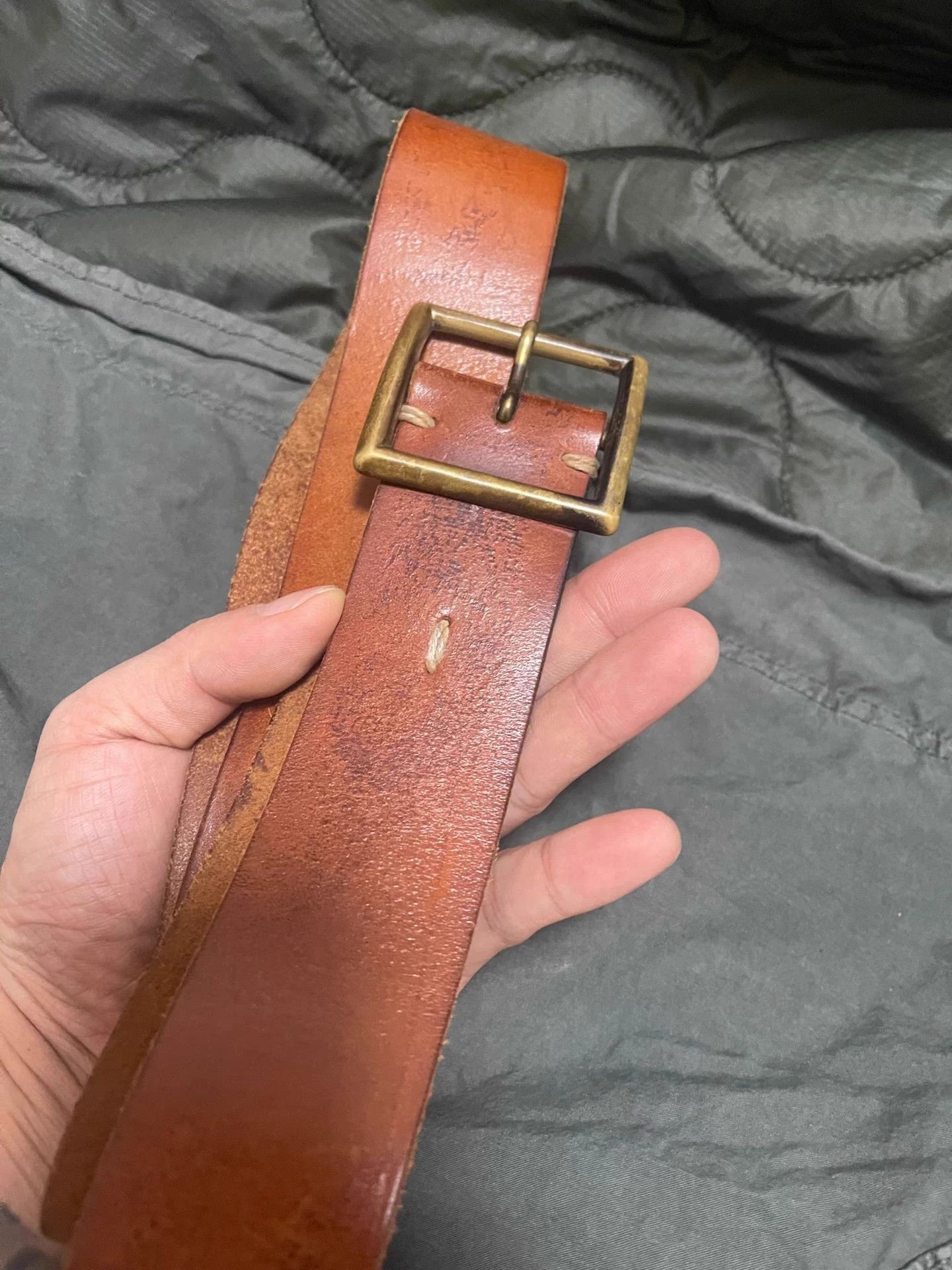 Visvim VISVIM PLAIN BELT 45MM W32 Thick Leather Worn Size 32 - 8 Thumbnail