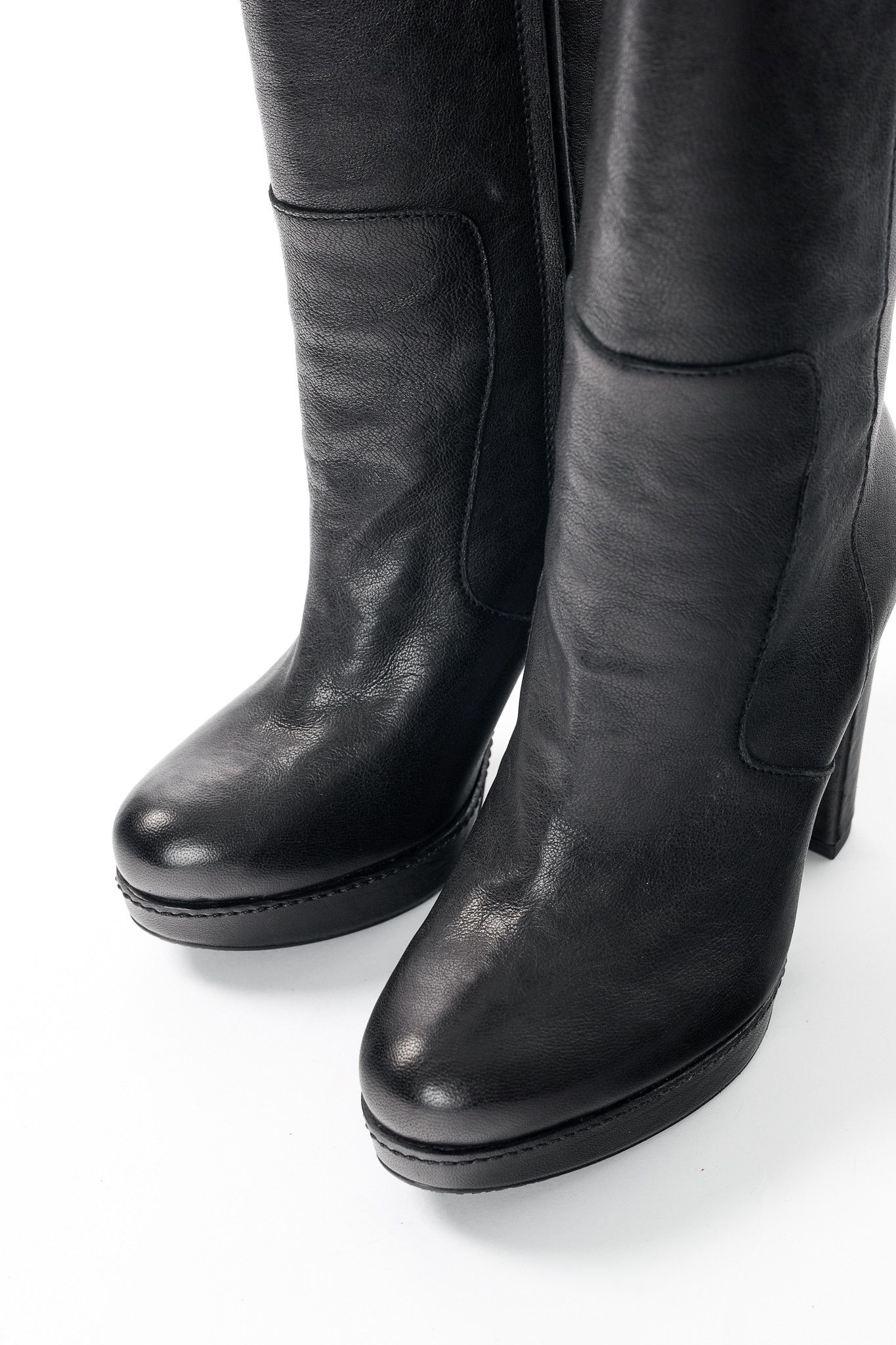 Stuart Weitzman Stuart Weitzman Black Leather Platform Heeled Short Boots Size US 5.5 / IT 35.5 - 6 Thumbnail