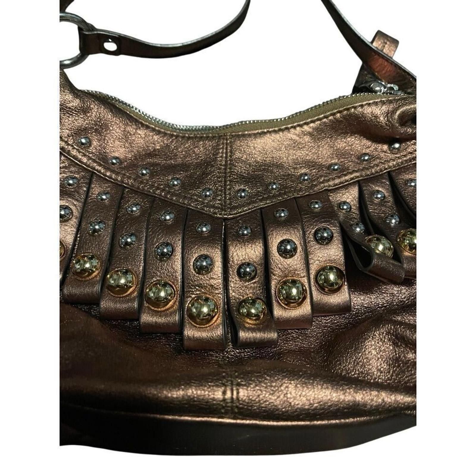 Designer B Makowsky bronze metallic studded crossbody purse Size ONE SIZE - 11 Thumbnail