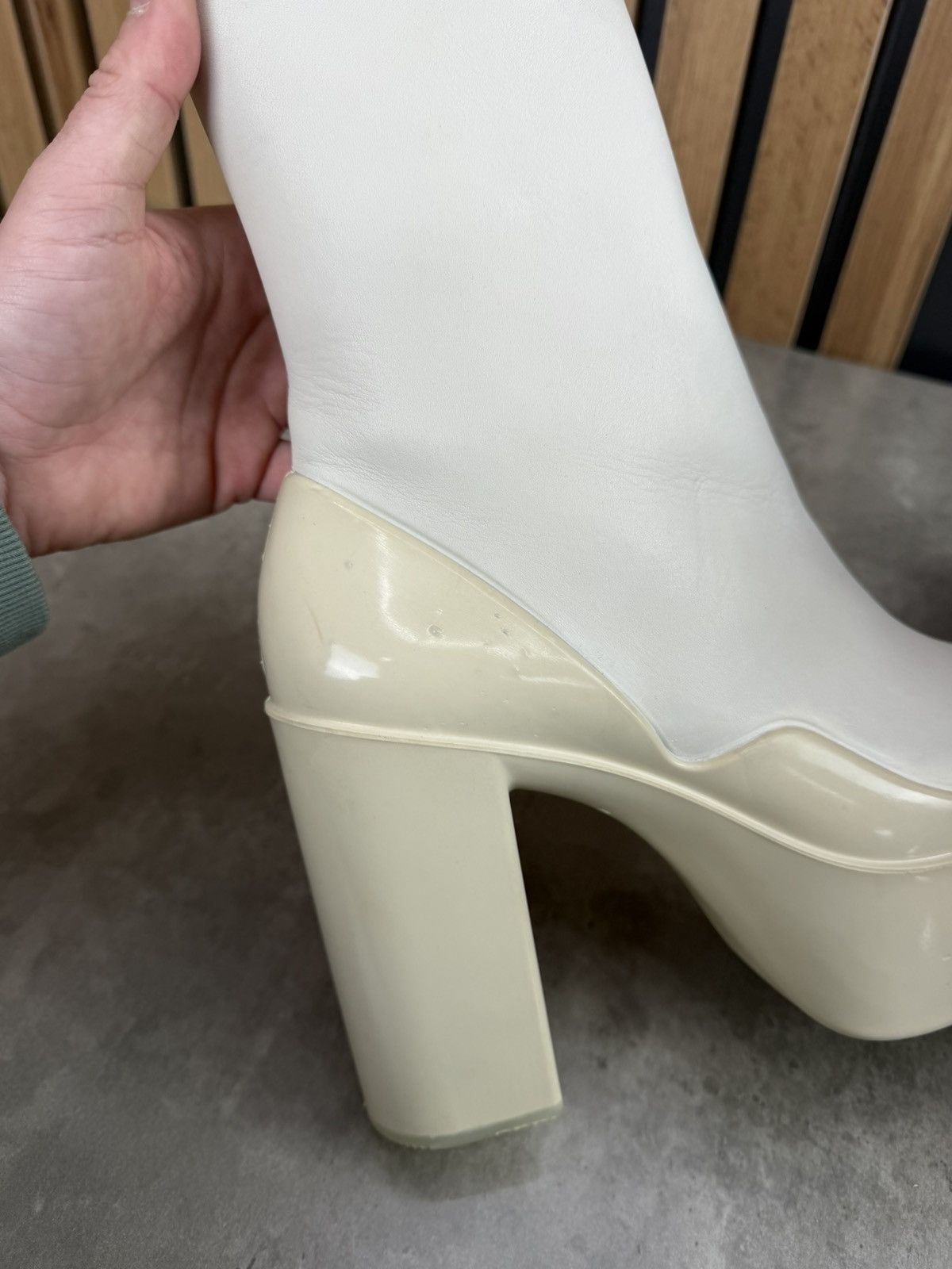 Peter Do at.kollektive x Peter Do Leather Platform Ankle Boots White Size US 10 / IT 40 - 8 Thumbnail