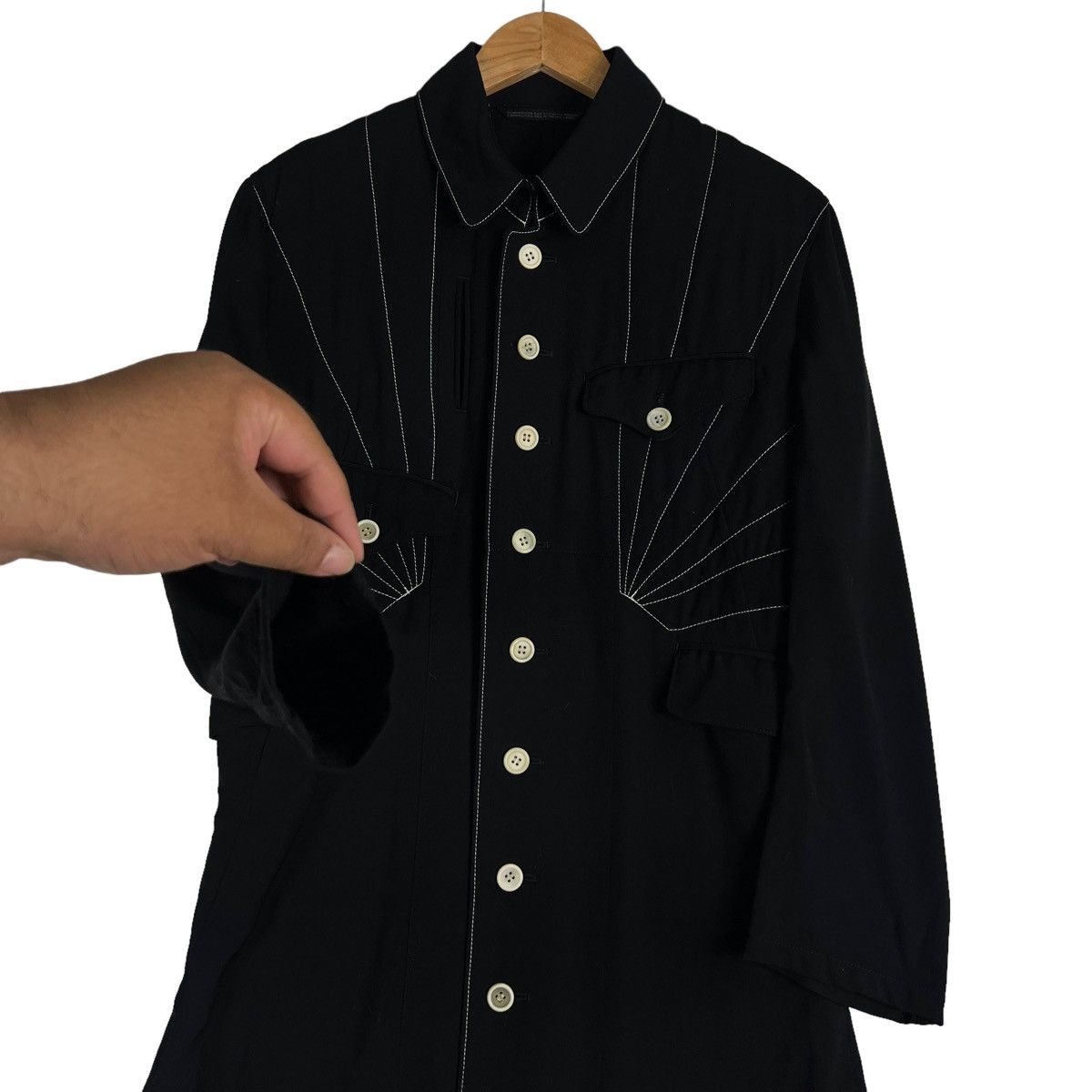 Yohji Yamamoto 🔥SPRING WINTER LONG JACKET WITH SUNRAYS OF JAPAN DESIGN Size S / US 4 / IT 40 - 11 Thumbnail