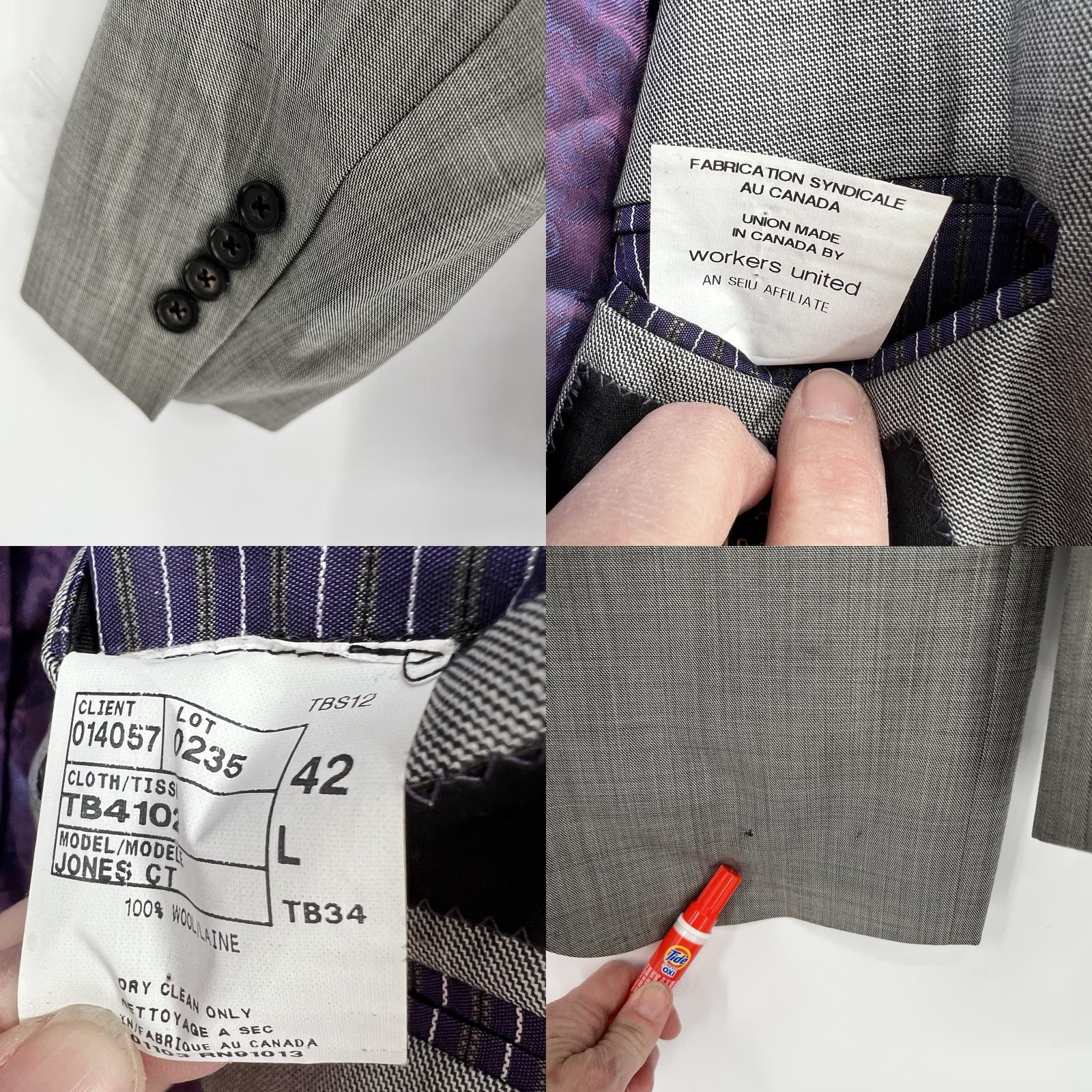 Ted Baker Ted Baker London Endurance Gray Wool Blazer Mens 42L Solid Jacket Size 42R - 8 Thumbnail