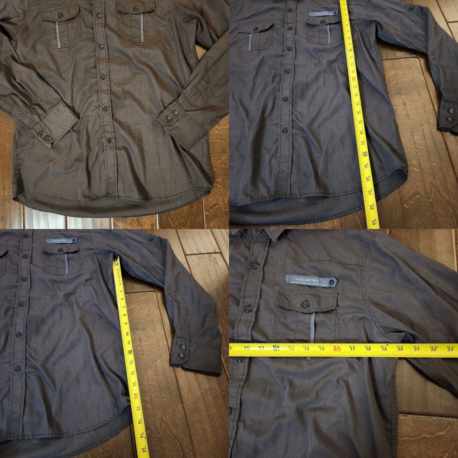 Vintage LR Scoop New York Men's Gray Blue Pocket Long Sleeve Button Up Dress Shirt L Size Gray Cotton Polyester Shirt Men موقع? Size 42R - 8 Thumbnail