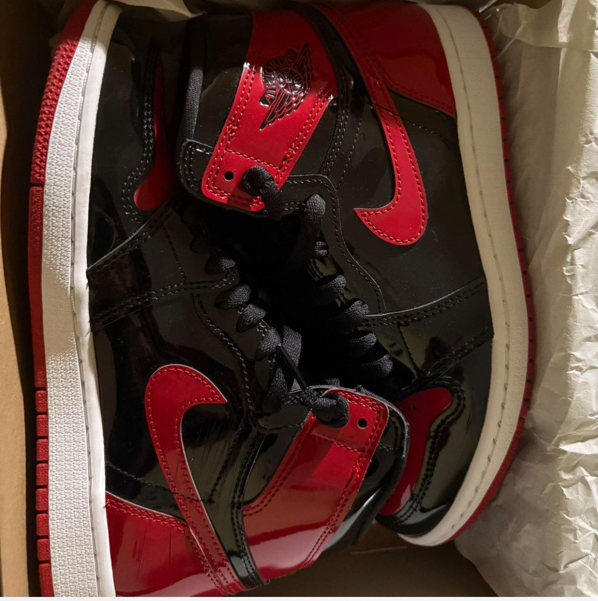 Jordan Brand × Nike Air Jordan 1 Retro High OG 'Patent Bred’ Size US 7.5 / IT 37.5 - 1 Thumbnail