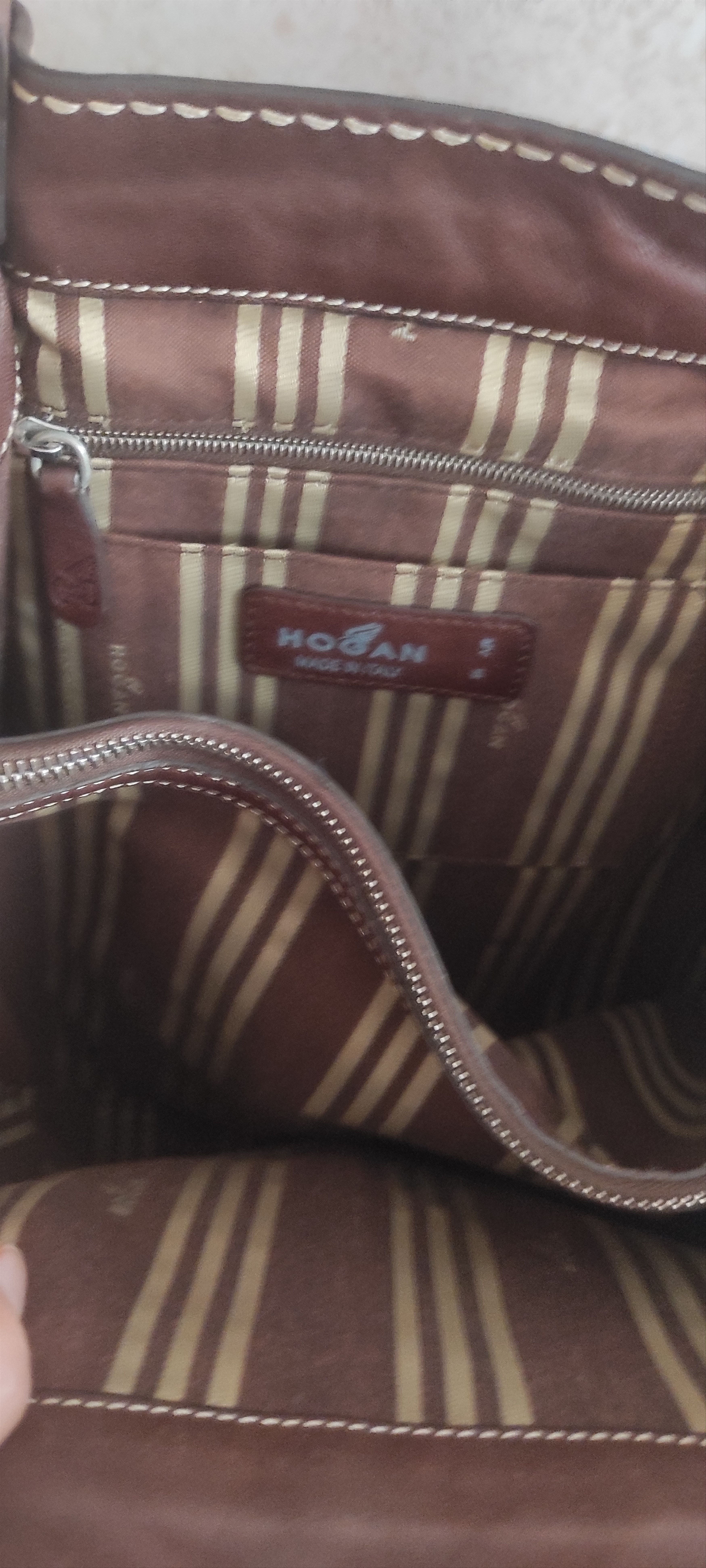 Hogan Hogan Vintage Cognac Brown Leather Shoulder Bag Made Italy Size ONE SIZE - 9 Thumbnail