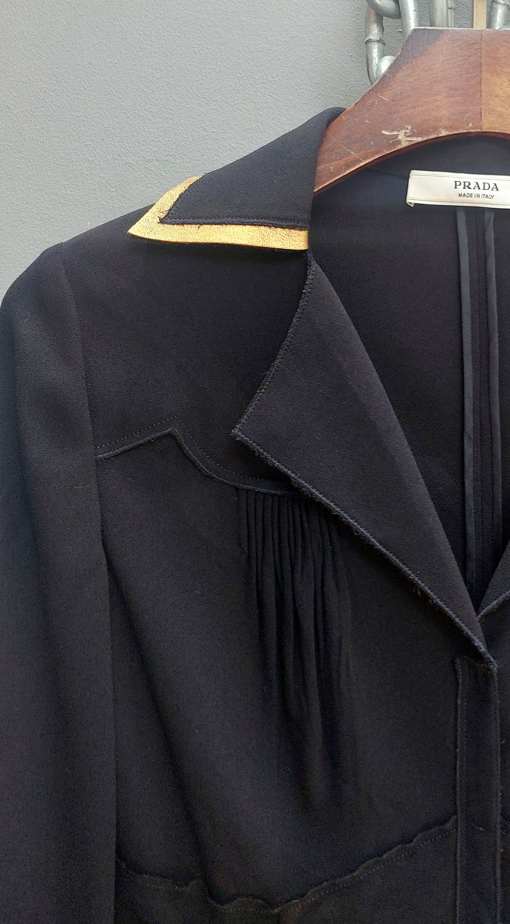 Prada Vintage x Prada Black Wool Jacket With Gold Trim Size S / US 4 / IT 40 - 9 Thumbnail