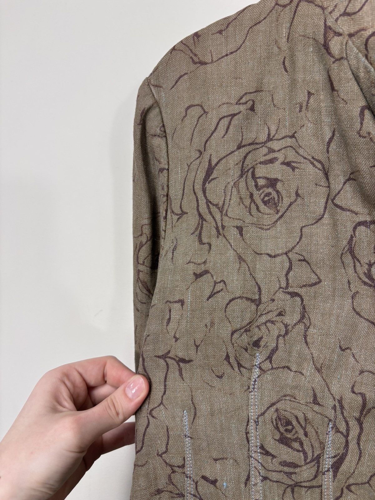 120% Lino 120% Lino Women’s Abstract Floral Brown Linen Blazer Jacket Size S / US 4 / IT 40 - 15 Thumbnail