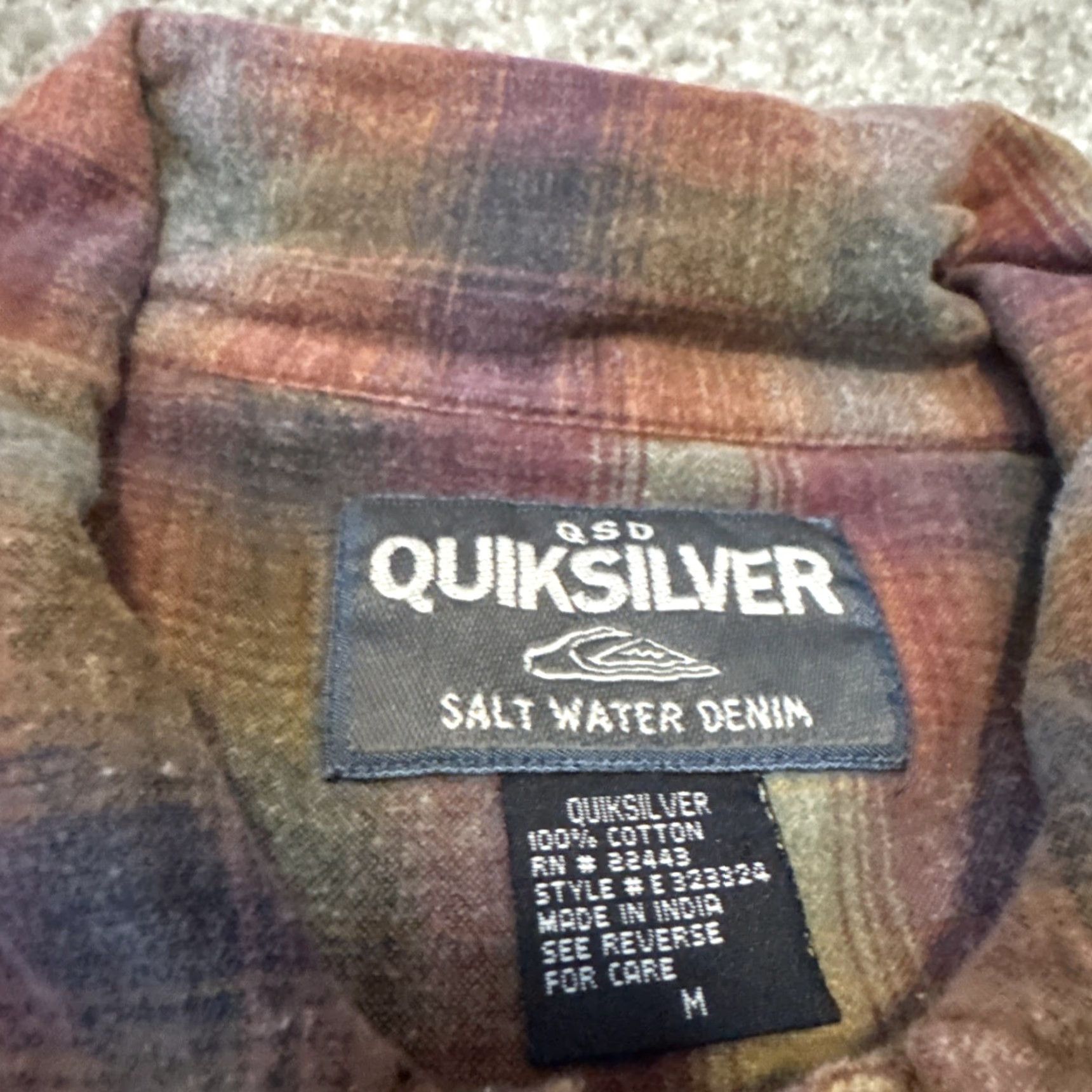Quiksilver Quiksilver Button-Up Shirt Denim Plaid Multicolor Orange Tan Salt Water M Long Sleeve Men Regular Size M Size US M / EU 48-50 / 2 - 5 Thumbnail