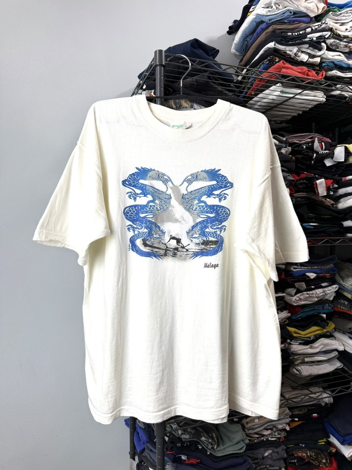 Vintage 80-90’s Vintage Japanese Dragons Wave Surf T Shirt Size US XXL / EU 58 / 5 - 1 Thumbnail
