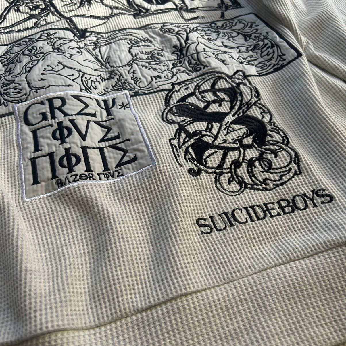 G59 Records 2023 $uicideboy$ OCCULT ESOTERiC OATMEAL MÉLANGE HENLEY Size US XL / EU 56 / 4 - 2 Thumbnail