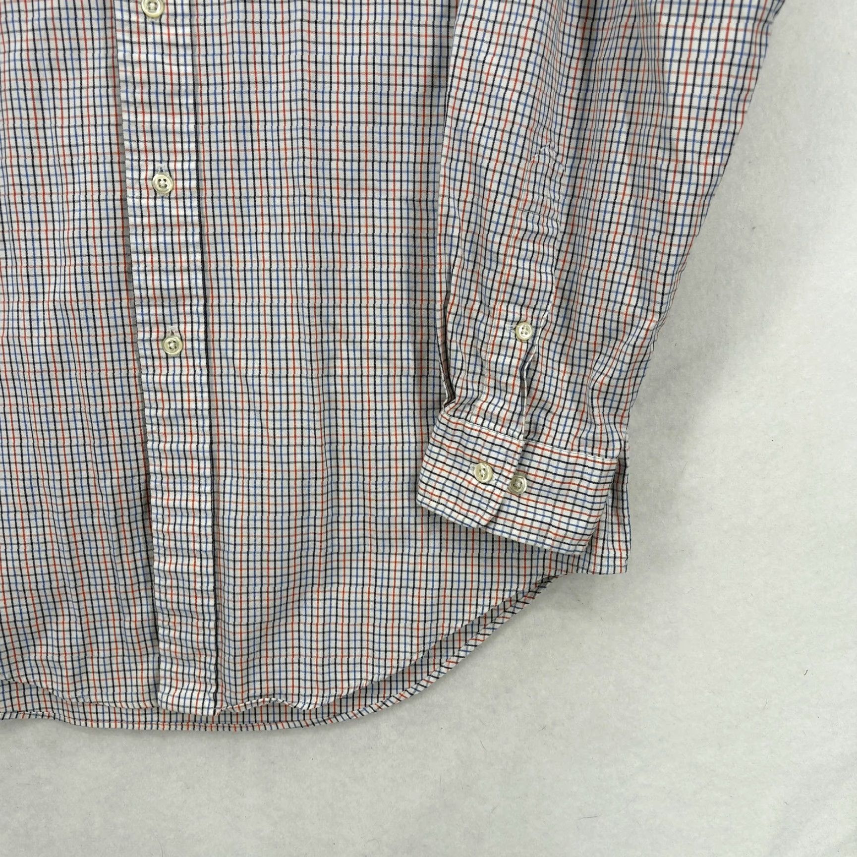 Ralph Lauren Ralph Lauren Dress Shirt Mens 15 32/33 Blue Orange Check Button Down Shirt Size 40R - 3 Thumbnail
