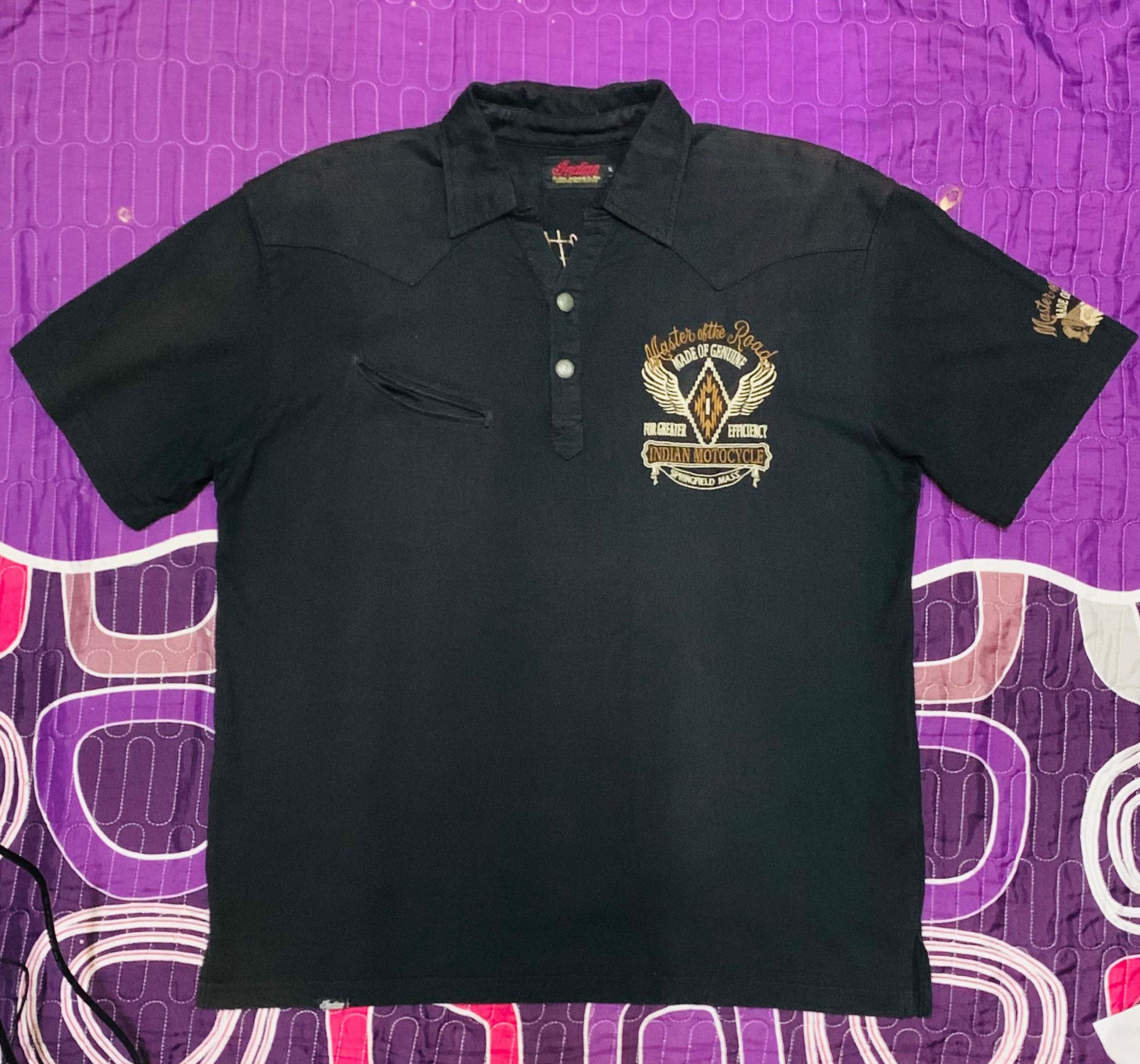 Indian Motorcycle × Native × Vintage Indian Motocycle Rare Embroidered Polo T-shirt Size US XL / EU 56 / 4 - 1 Thumbnail