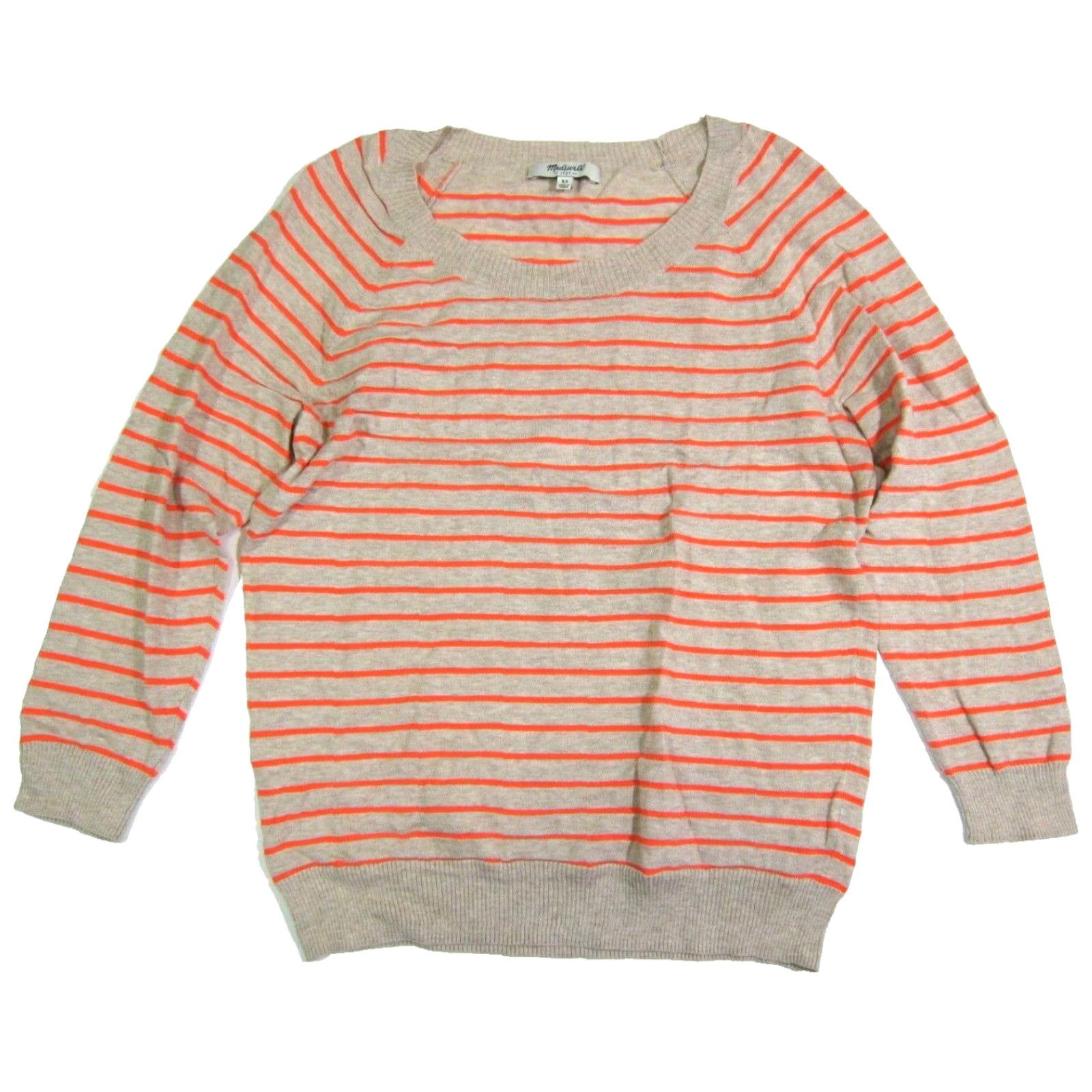 Madewell Madewell Neon Orange Brown Stripe 3/4 Sleeve Lightweight Sweater Women XS Size XS / US 0-2 / IT 36-38 - 6 Thumbnail