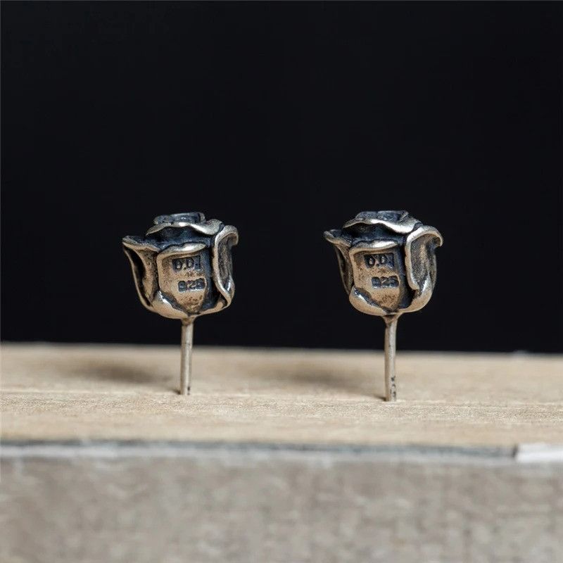 Jewelry Rose Flower Stud Earrings 925 Sterling Silver Ear Gift Size ONE SIZE - 4 Thumbnail