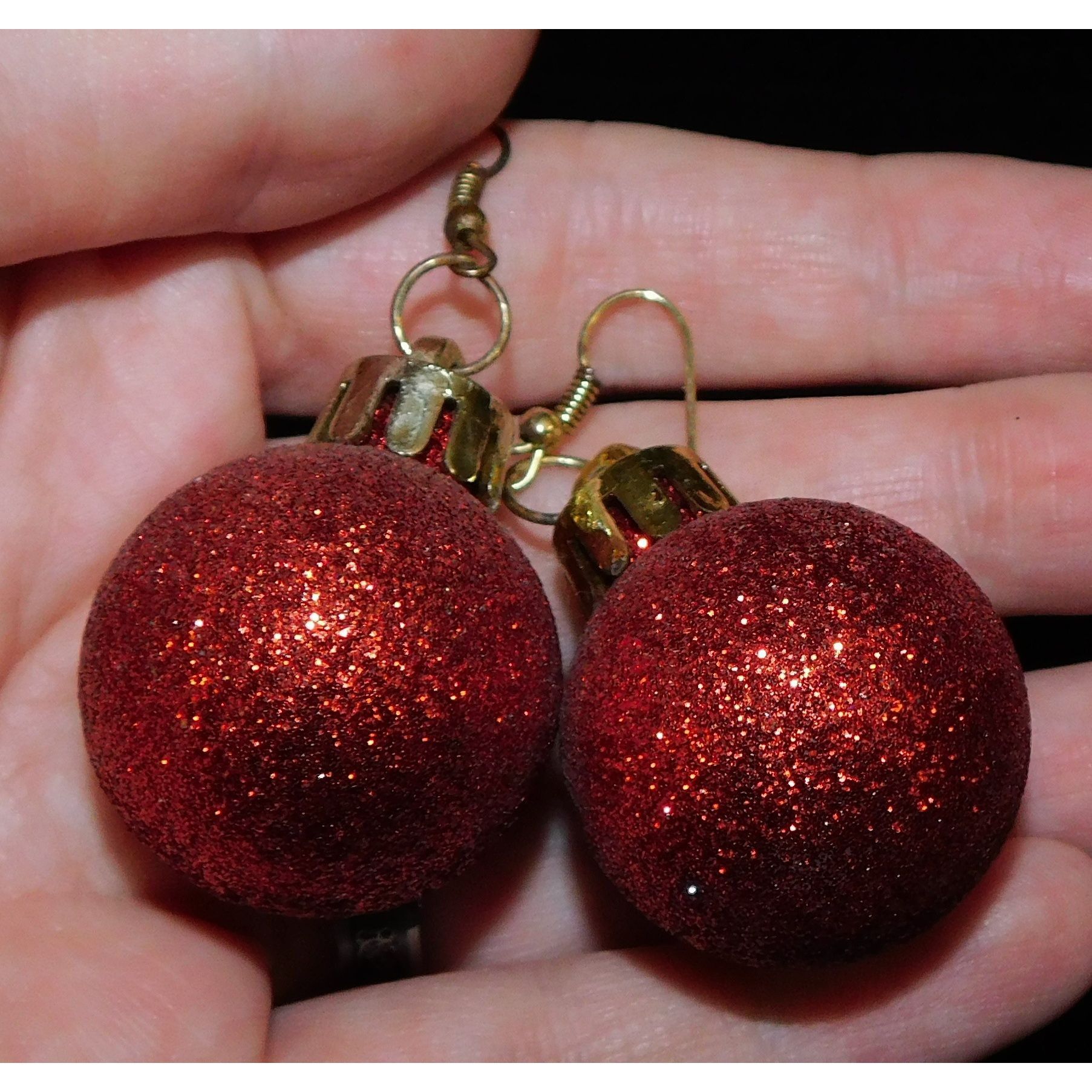 Other Red Glitter Holiday Bauble Ornament Earrings Size ONE SIZE - 2 Thumbnail