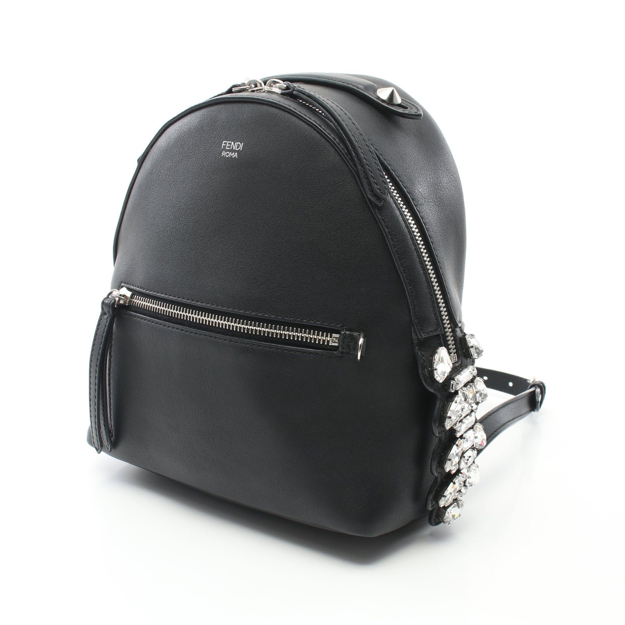 image of Fendi By The Way Backpack Rucksack Leather Black Bijou, Women's
