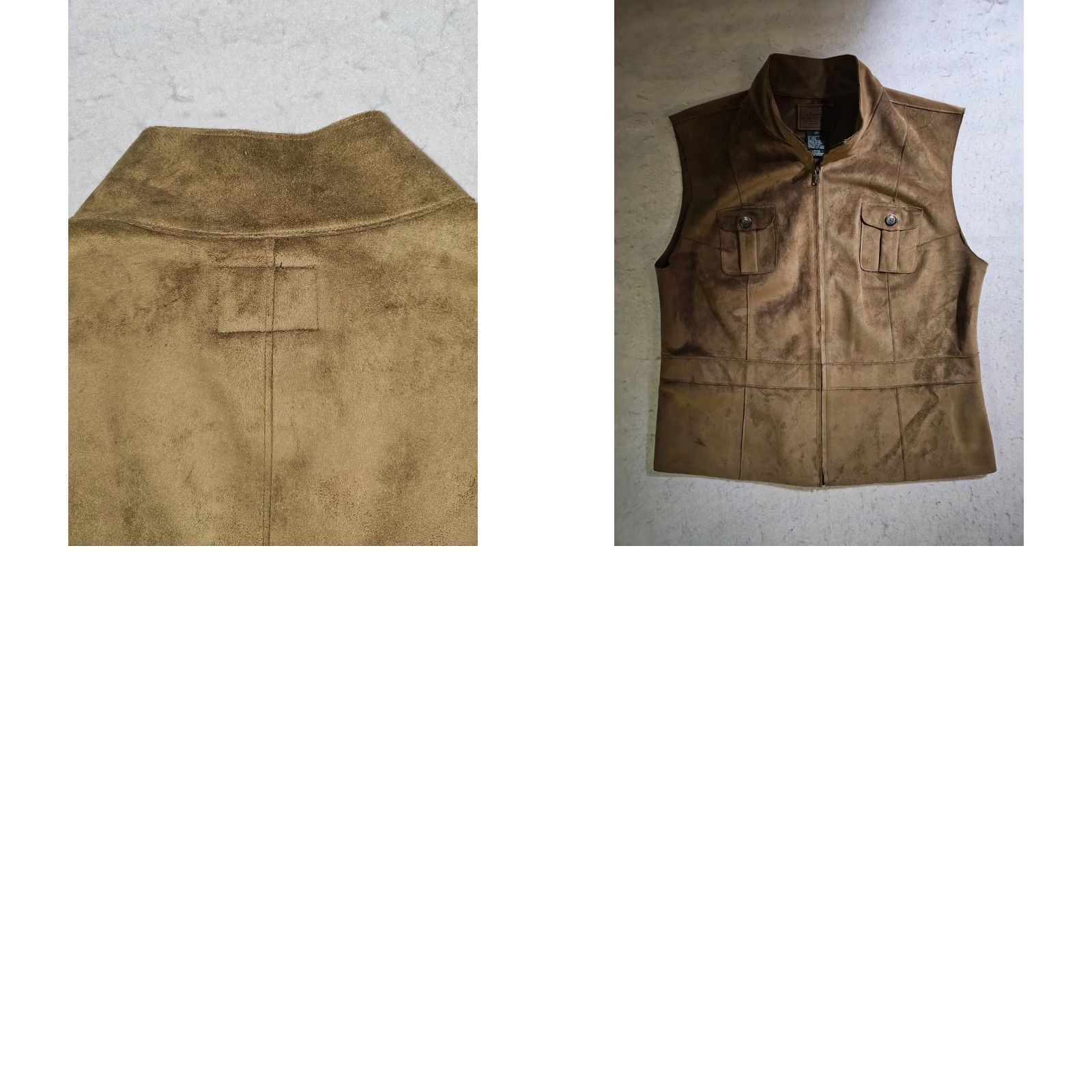 Ralph Lauren VINTAGE Lauren by Ralph Lauren Dry Goods Supply Co. Faux Suede Full Zip Vest 2X Tan Brown Western Size US XXL / EU 58 / 5 - 8 Thumbnail