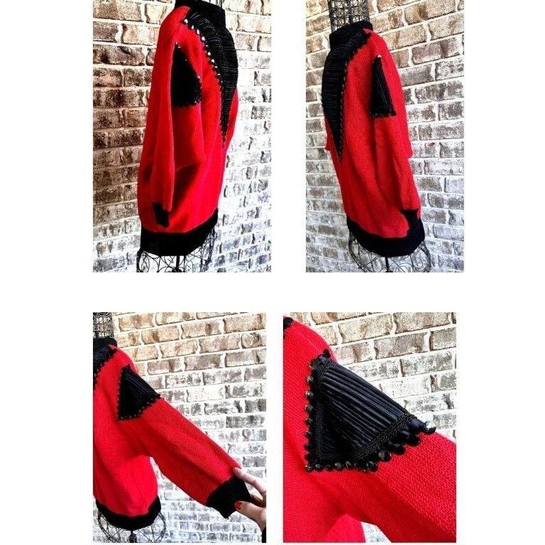 Vintage Vintage 80s Bonnie Bill by Holly Medium Sweater Red Black Size M / US 6-8 / IT 42-44 - 7 Thumbnail