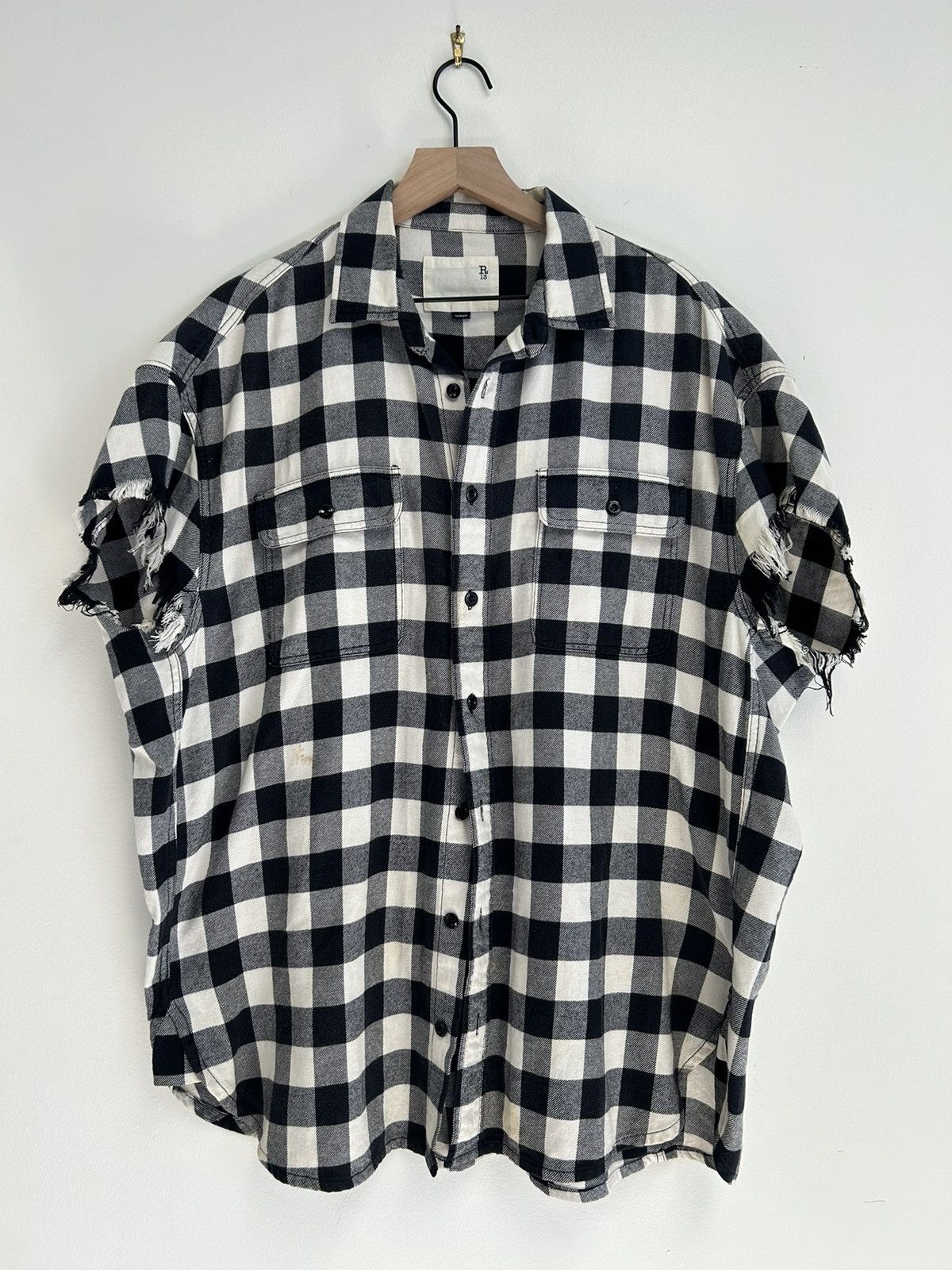 R13 Distressed Oversized Plaid flannel Size US M / EU 48-50 / 2 - 1 Thumbnail