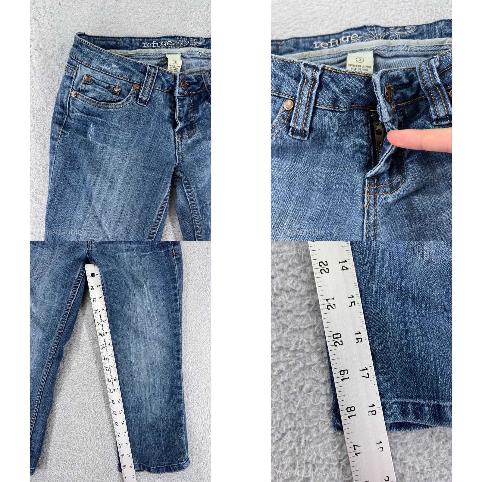 Vintage Refuge Denim Capri Jeans Womens 3 Blue Embroidered Distressed Cotton Blend 5-Pocket Design Low Rise Size 26" / US 2 / IT 38 - 8 Thumbnail