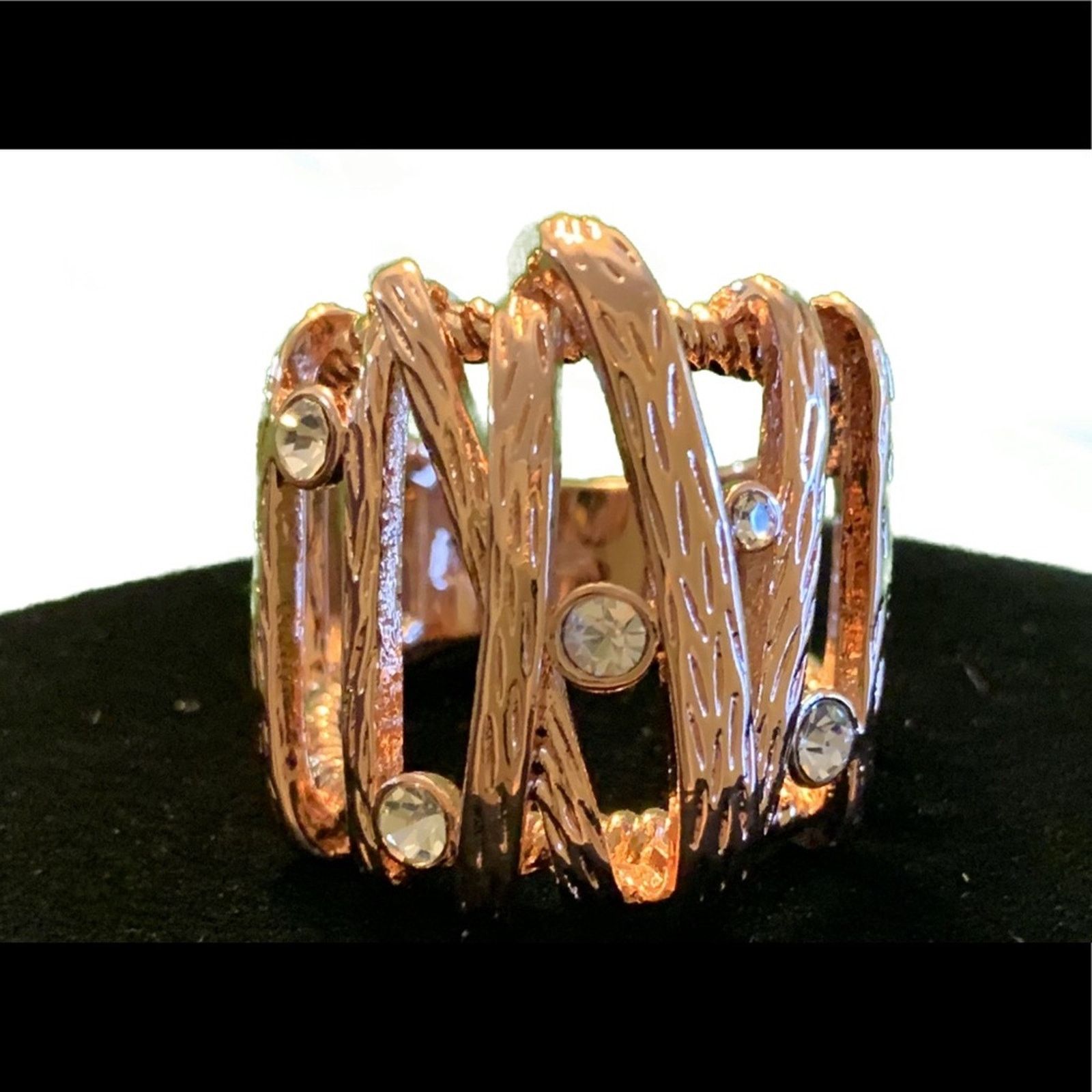 Other Ornate Rose Gold Diamond Cage Ring Size 8 18KRGP Size ONE SIZE - 2 Thumbnail