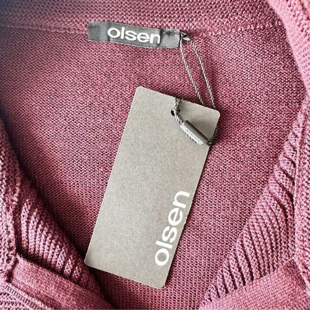 Other Olsen Long Sleeve Mock Neck Full Zip Ribbed Sweater Maroon Size S / US 4 / IT 40 - 15 Thumbnail