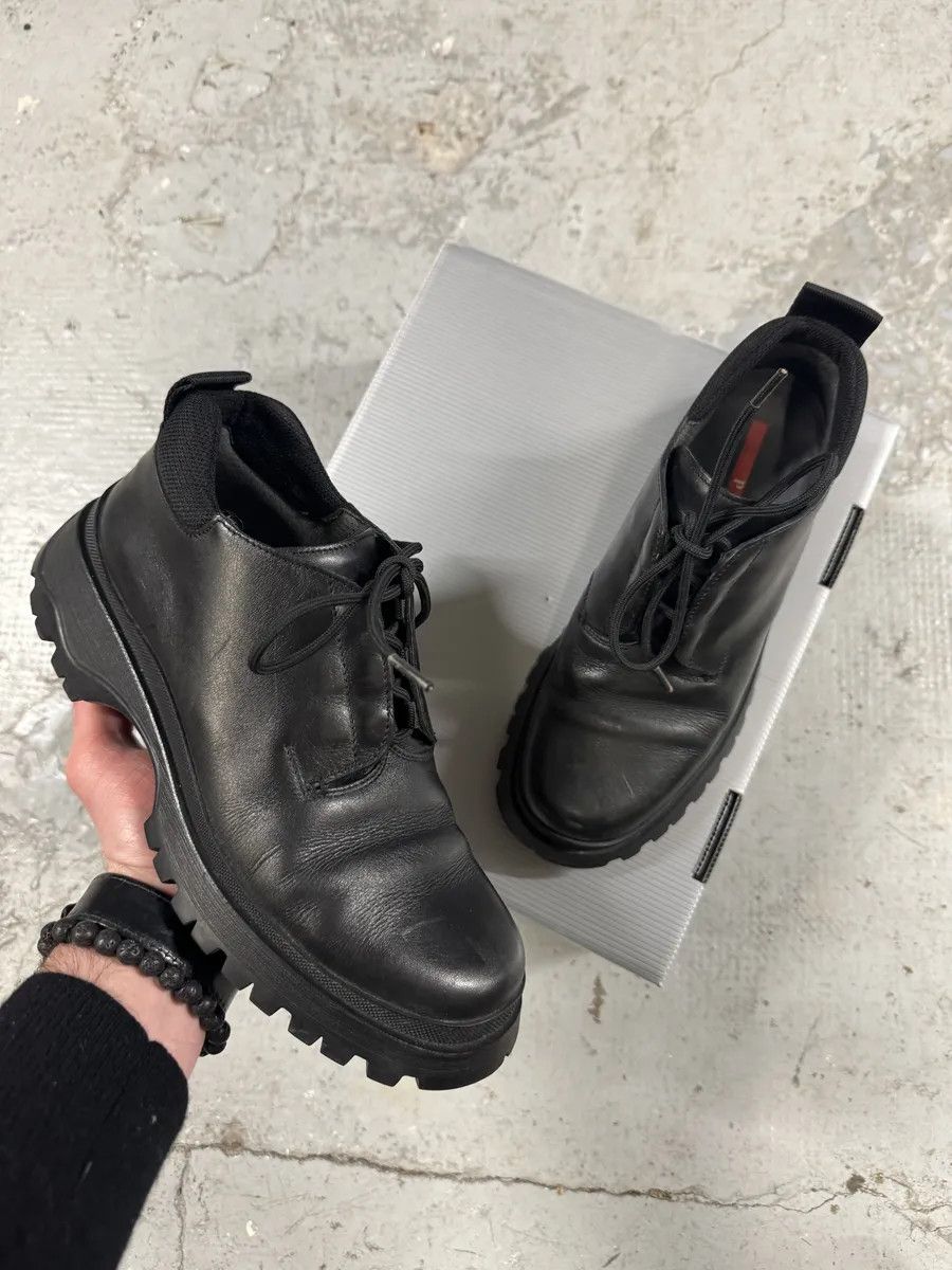 Prada AW1999 Prada Black Leather Derby Shoes Size US 8 / IT 38 - 1 Thumbnail