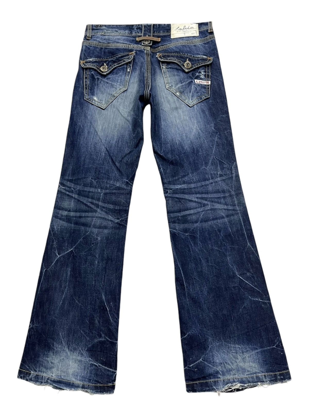 Beauty Beast 🔥LOLITA Vintage Exotic Washed Denim Sick Flare Jeans Size US 30 / EU 46 - 3 Thumbnail