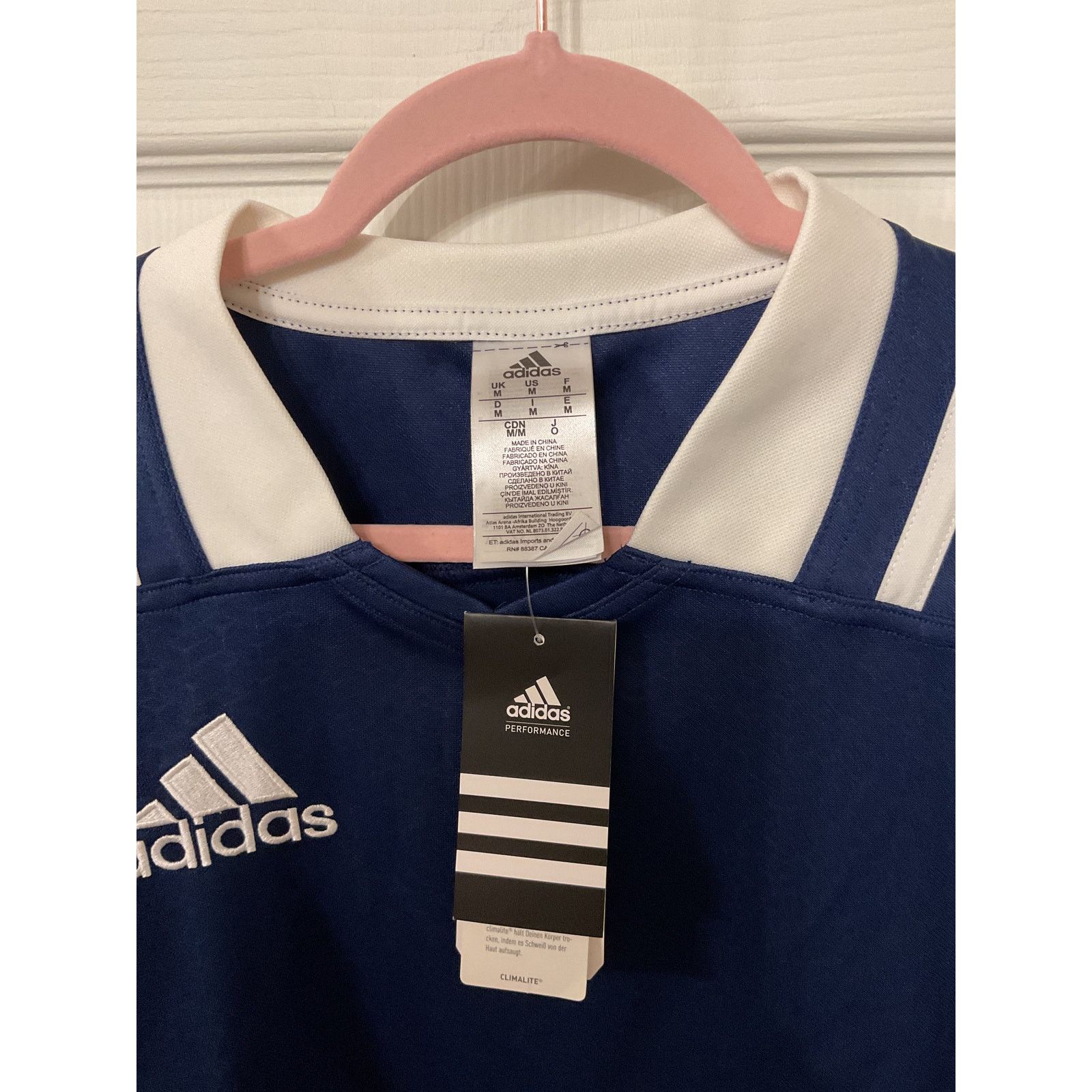 Adidas NWT adidas Mens Climalite 3 Stripes Fitted Rugby Jersey,M Size US M / EU 48-50 / 2 - 4 Thumbnail