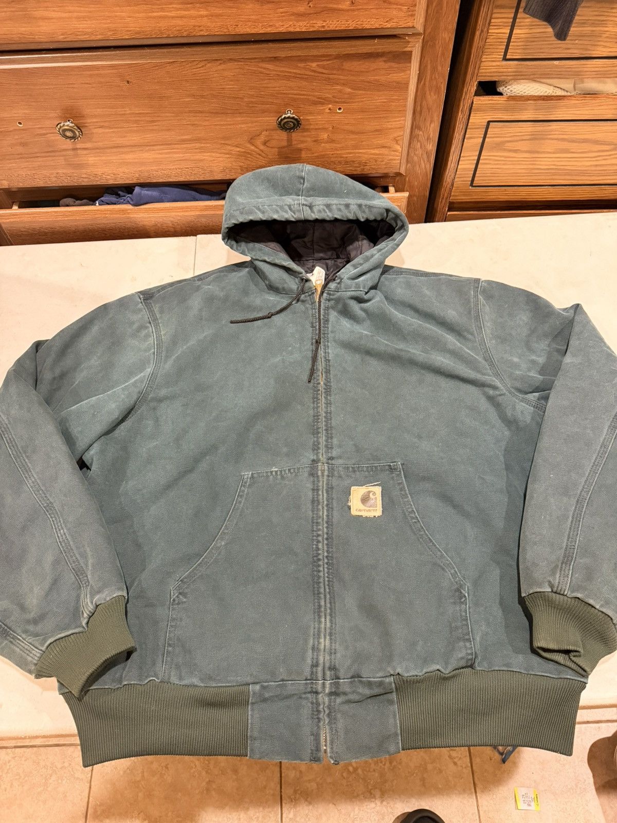 Carhartt Vintage Carhartt Jacket Hooded Green JQ243 Size US XL / EU 56 / 4 - 3 Thumbnail