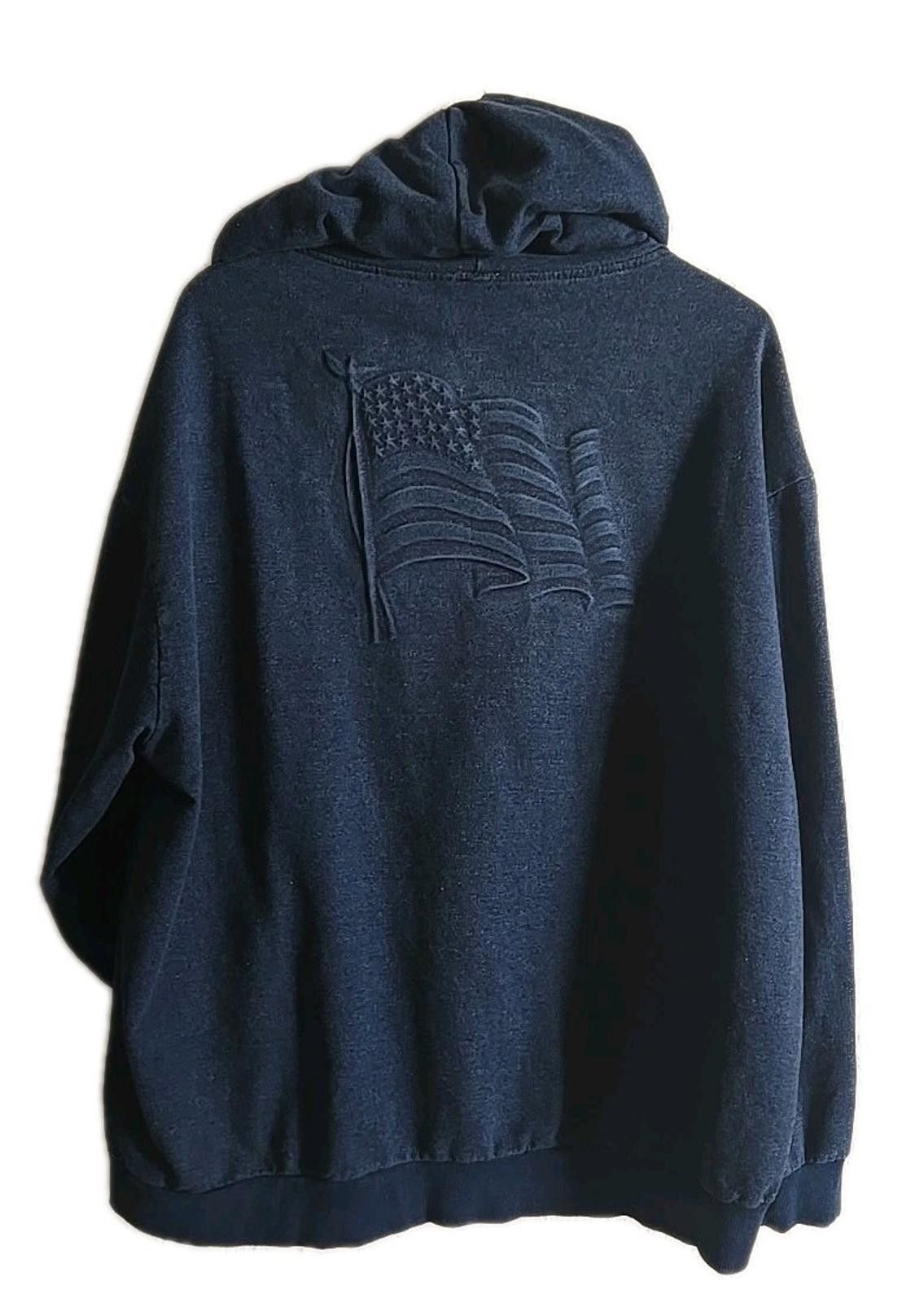 Other Embossed USA Flag Zip Up Hoodie Jacket Mens 2X Made In USA Size US XXL / EU 58 / 5 - 5 Thumbnail