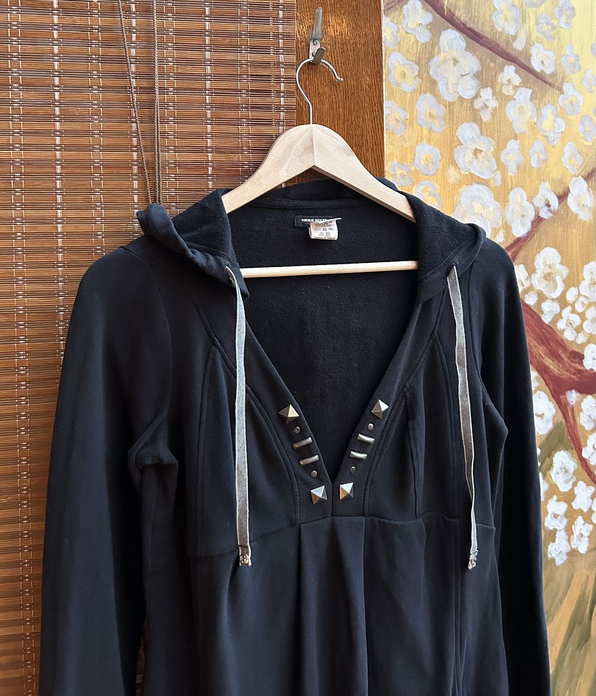 Miss Sixty Y2K Miss Sixty Black V-Neck Studded Long Sleeve Hoodie Dress Size M / US 6-8 / IT 42-44 - 3 Thumbnail