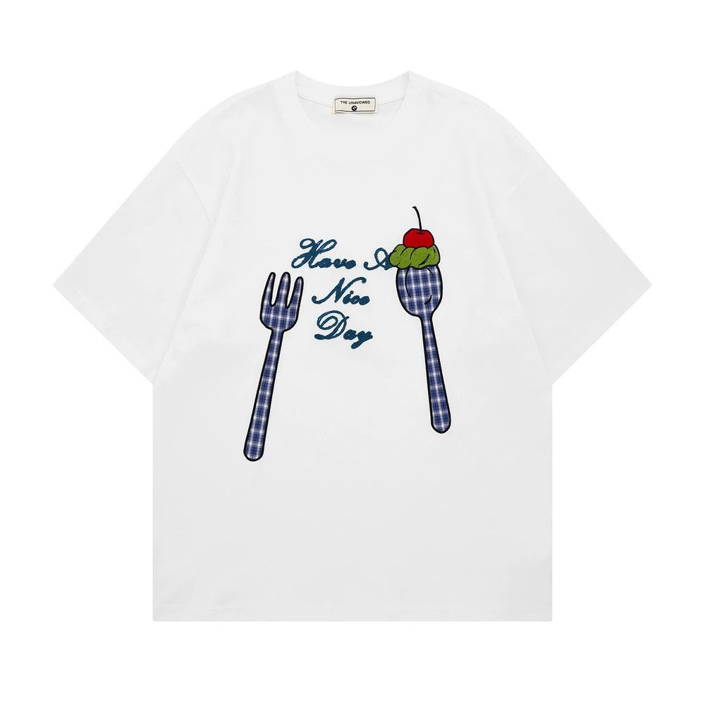 Japanese Brand × Vintage Cotton casual round neck cartoon patch embroidered T-shirt Size US M / EU 48-50 / 2 - 1 Thumbnail