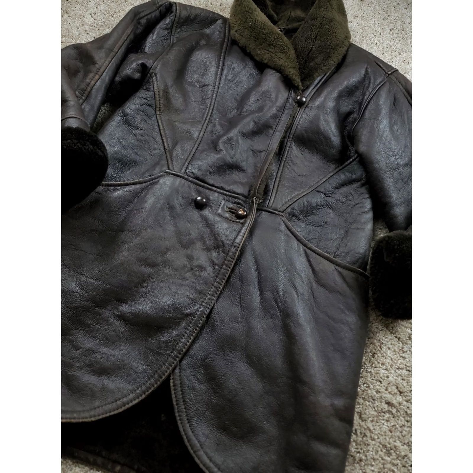 Andrew Marc VINTAGE Andrew Marc Coat Womens Long Button Up Brown Fur Lining Leather Overcoat 90s Medium Casual Mens? Women Size M / US 6-8 / IT 42-44 - 2 Thumbnail