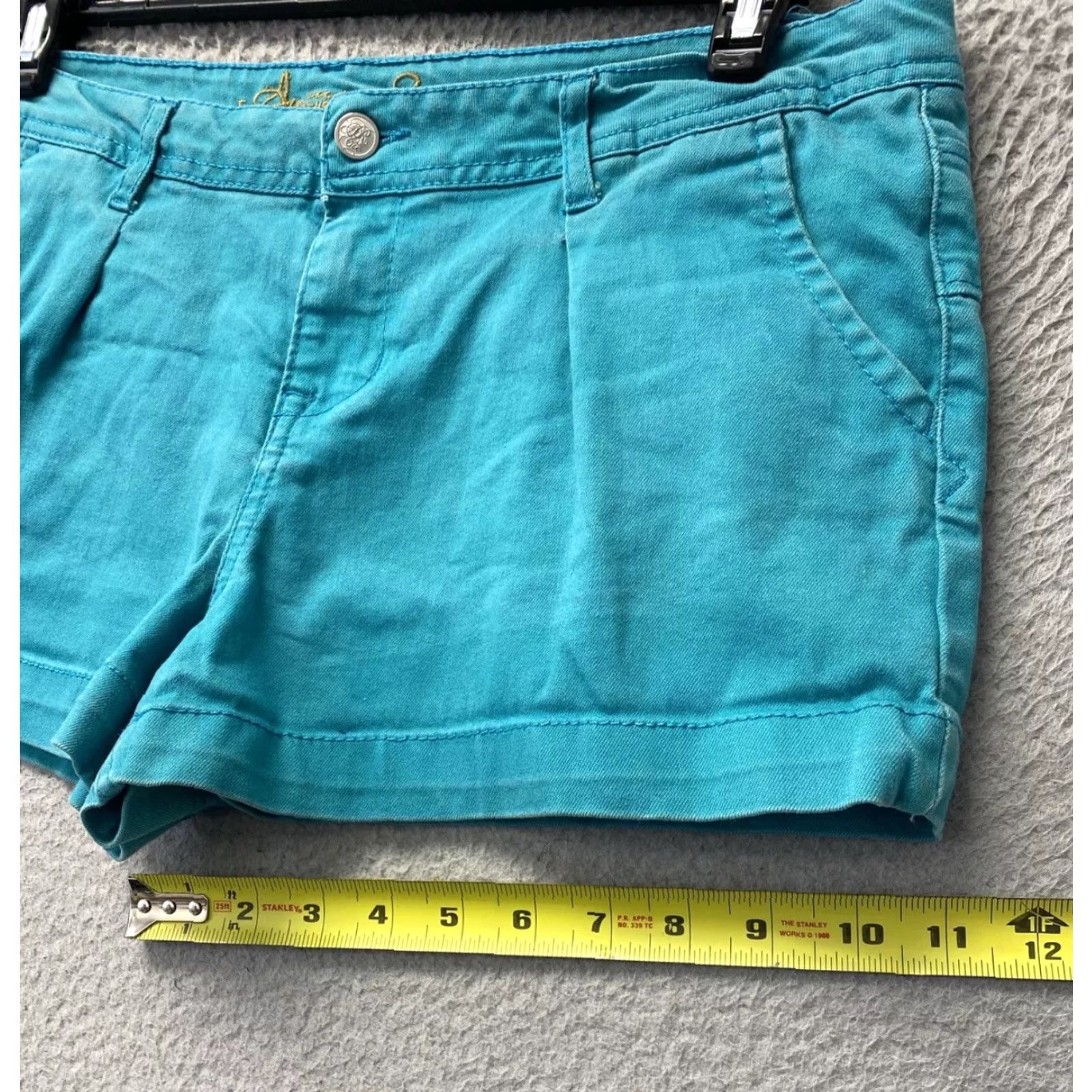 Vintage VINTAGE American Rag Cie Women's Bermuda Shorts Size 13 Aqua Denim Lightweight Spandex Size 34" / US 12 / IT 48 - 7 Thumbnail
